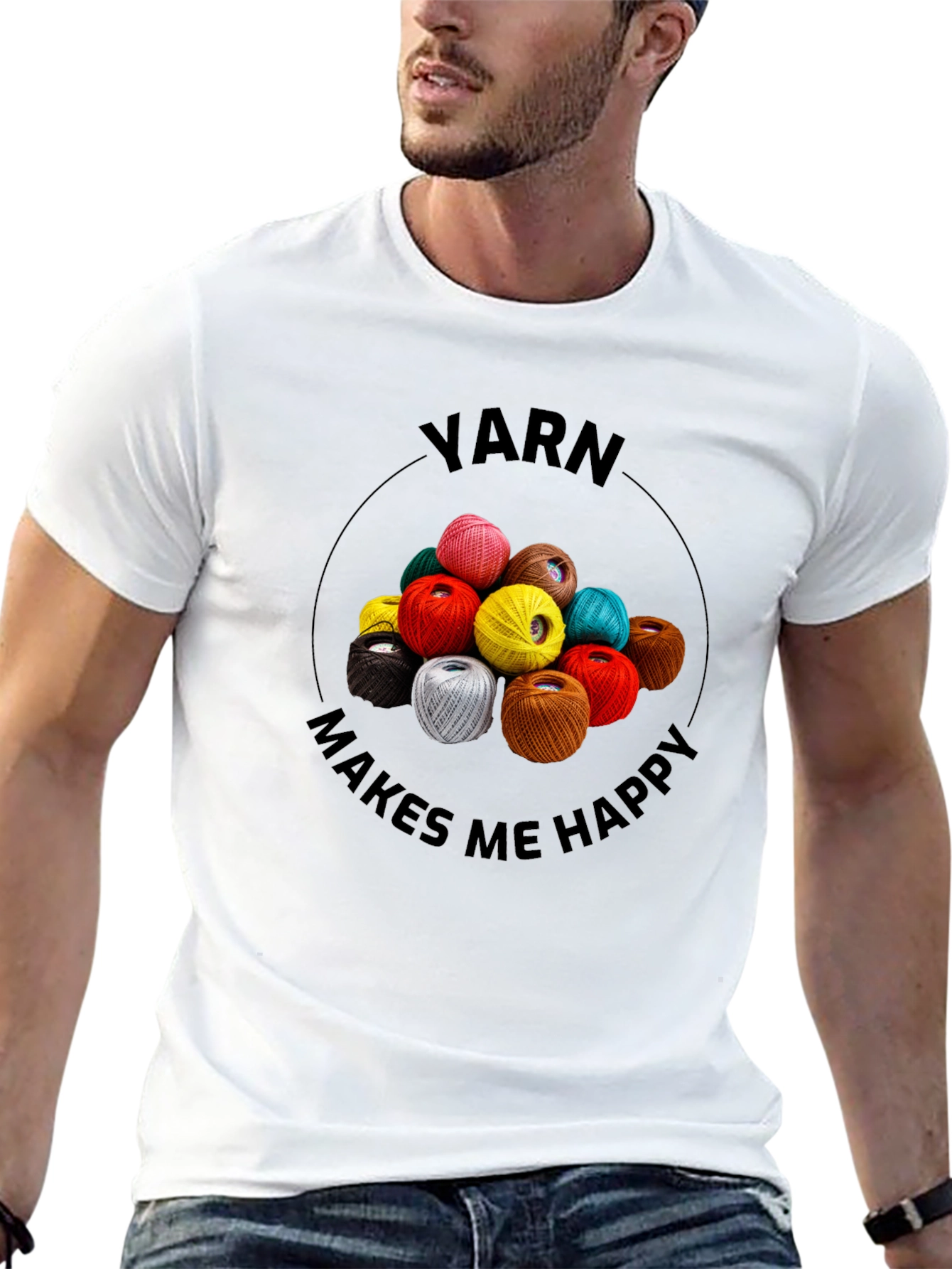 Yarn Makes Me Happy T-Shirt - Crafting Tee