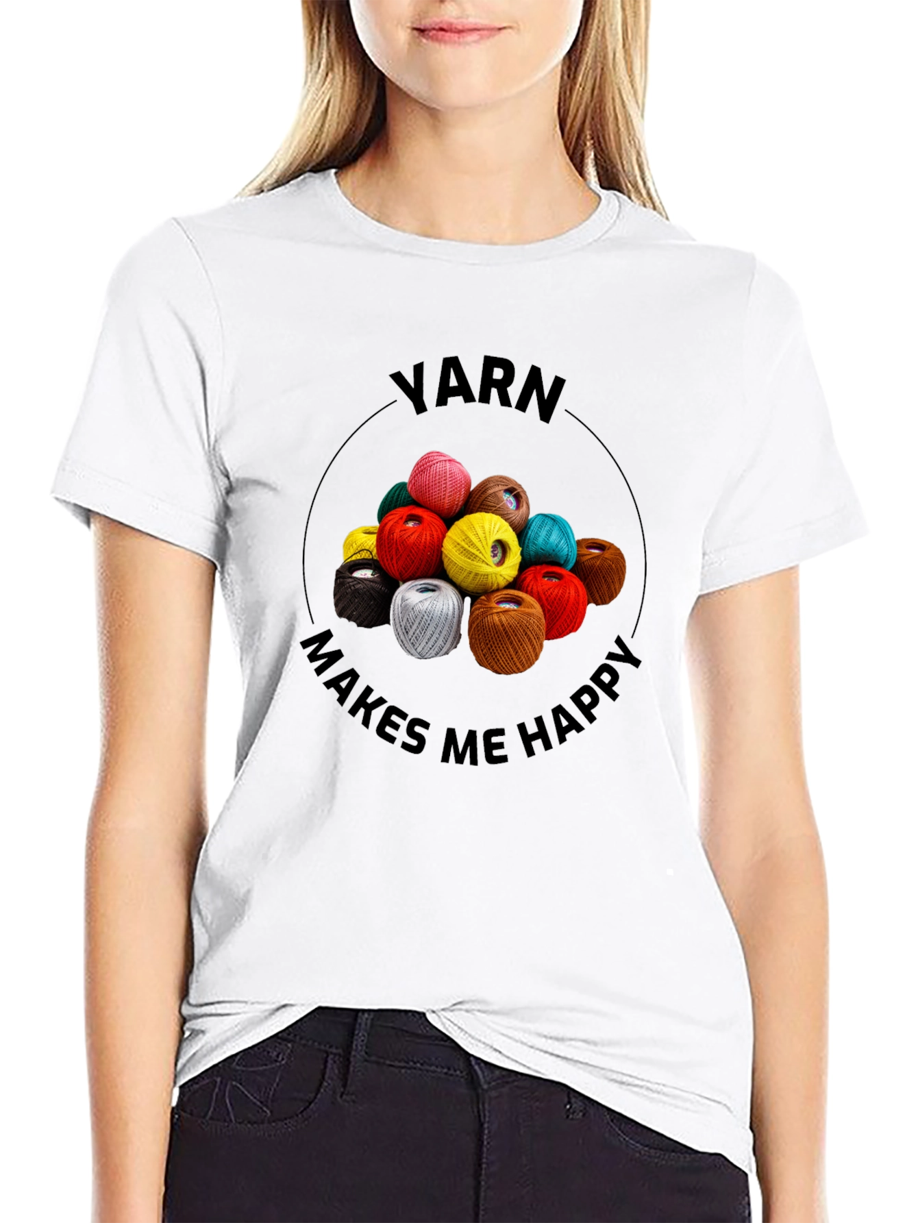 Yarn Makes Me Happy T-Shirt - Crafting Tee