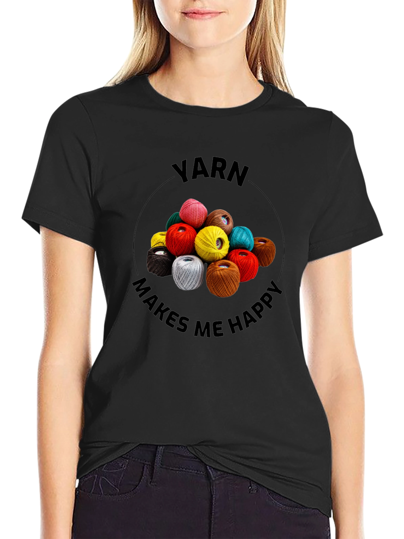 Yarn Makes Me Happy T-Shirt - Crafting Tee