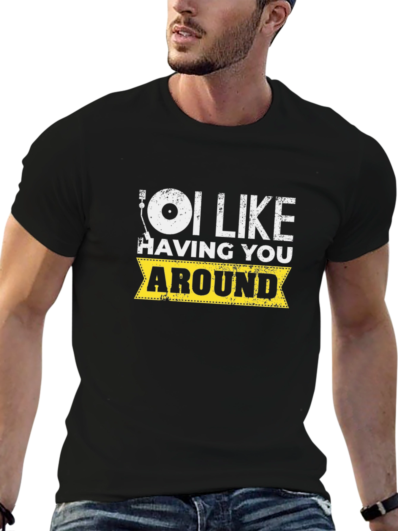 I Like Having You Around Graphic Tee - Black