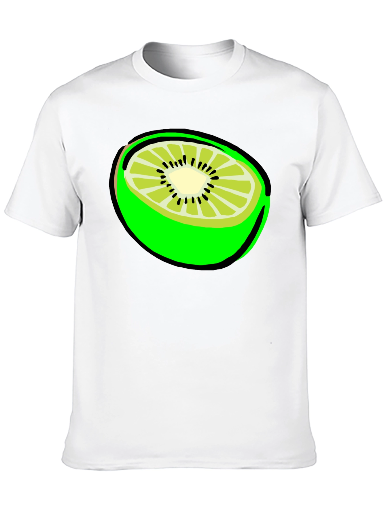 Kiwi Slice Graphic Tee - Black Cotton T-Shirt