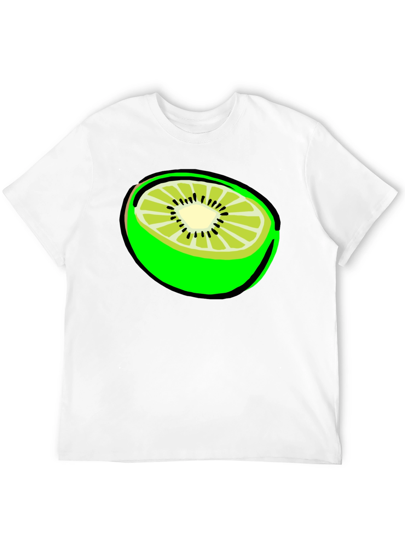 Kiwi Slice Graphic Tee - Black Cotton T-Shirt