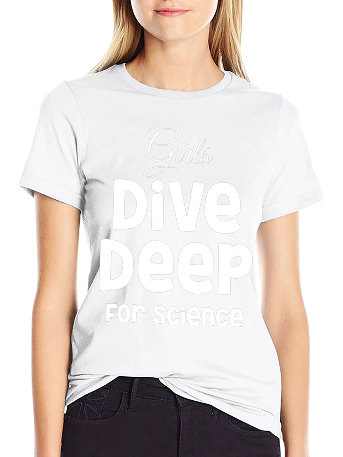 Girls Dive Deep For Science Black T-Shirt