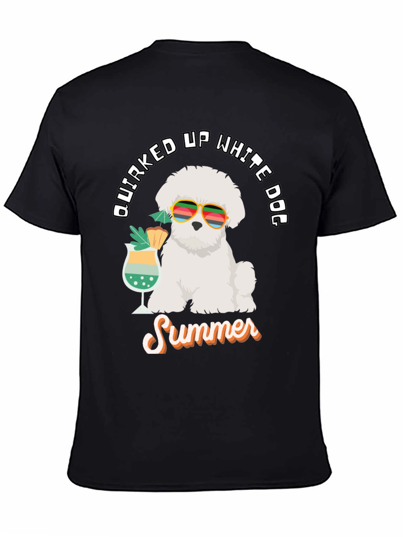 Quirked Up White Dog Summer T-Shirt