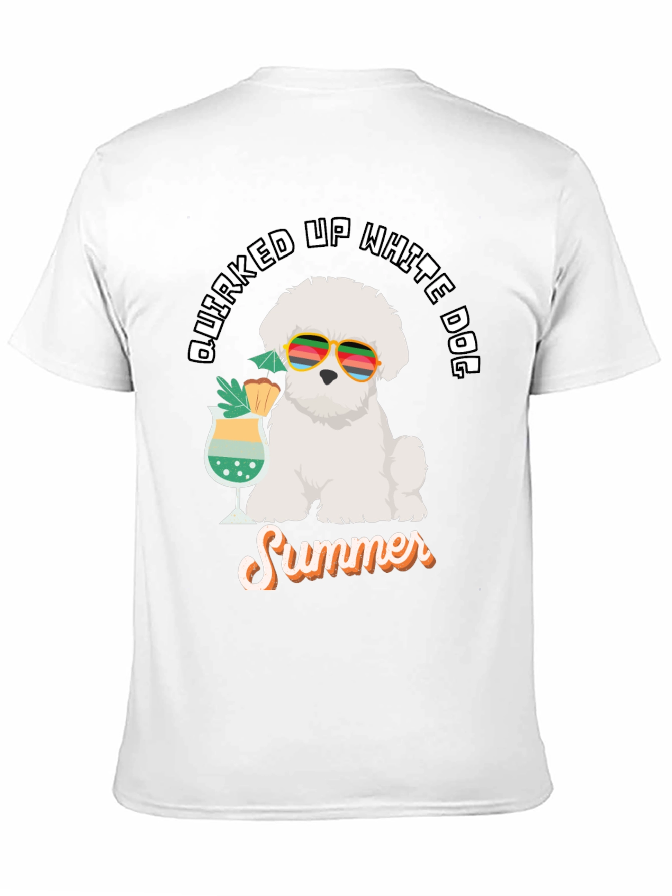 Quirked Up White Dog Summer T-Shirt