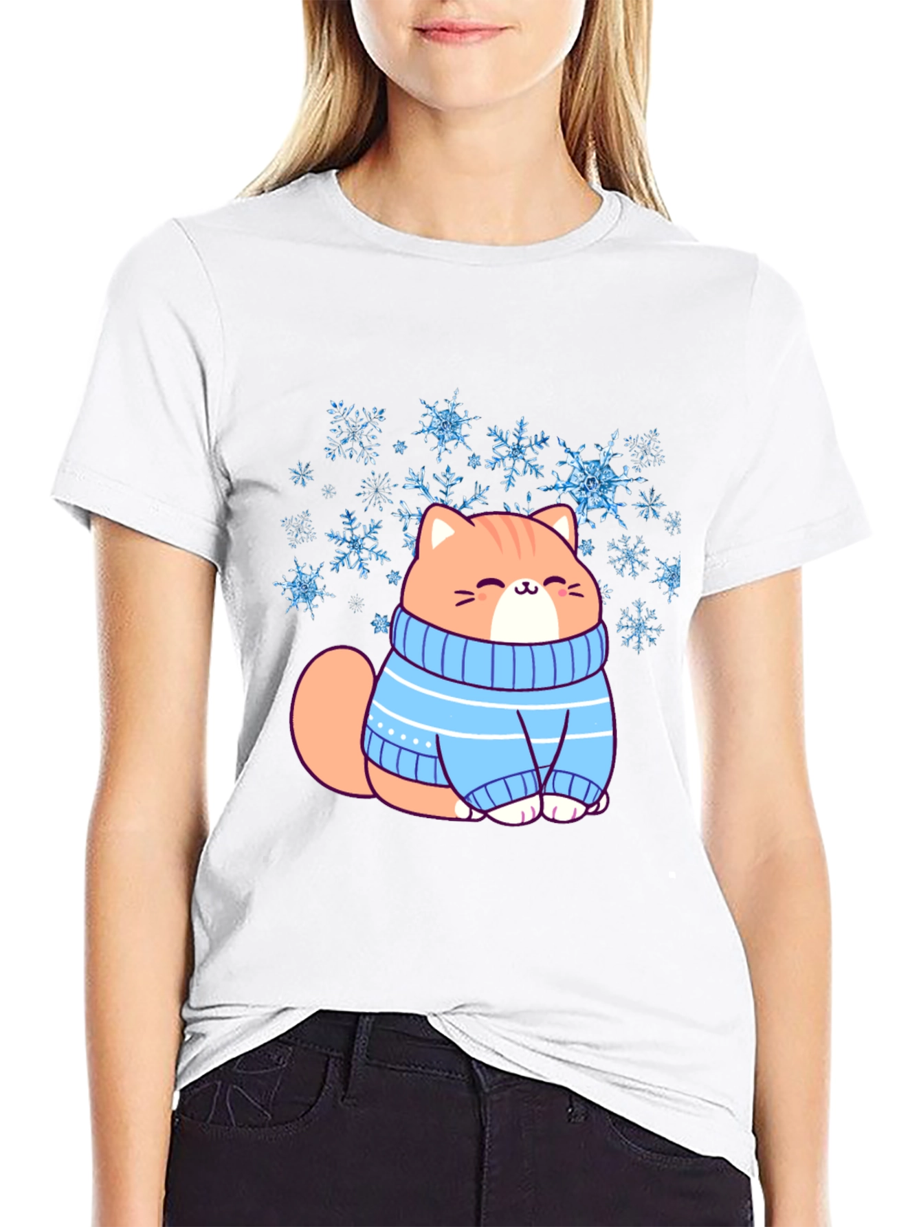Cat in Sweater Graphic T-Shirt