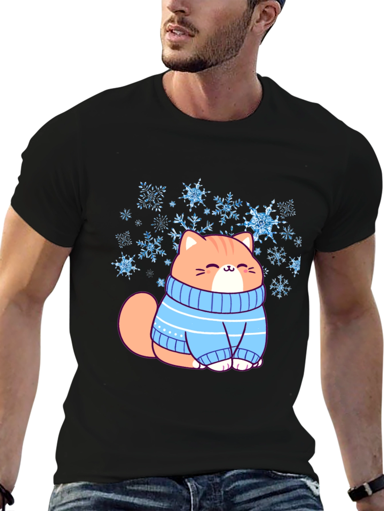 Cat in Sweater Graphic T-Shirt