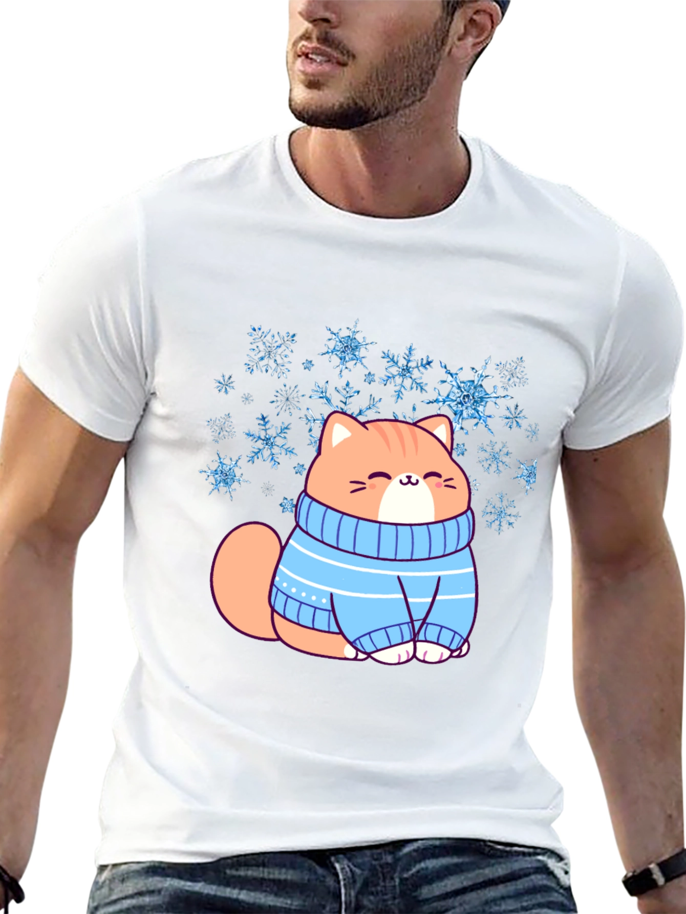 Cat in Sweater Graphic T-Shirt