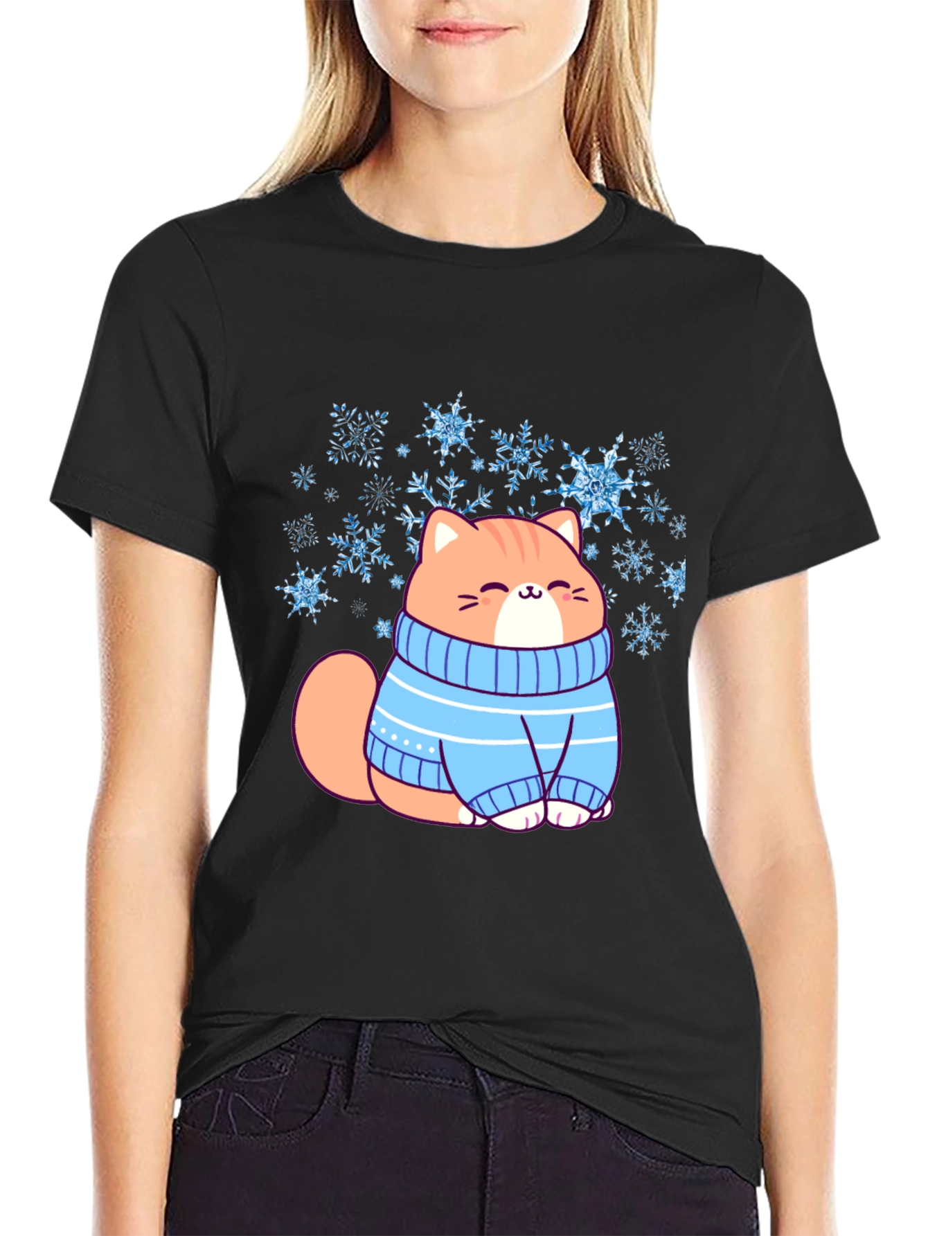 Cat in Sweater Graphic T-Shirt