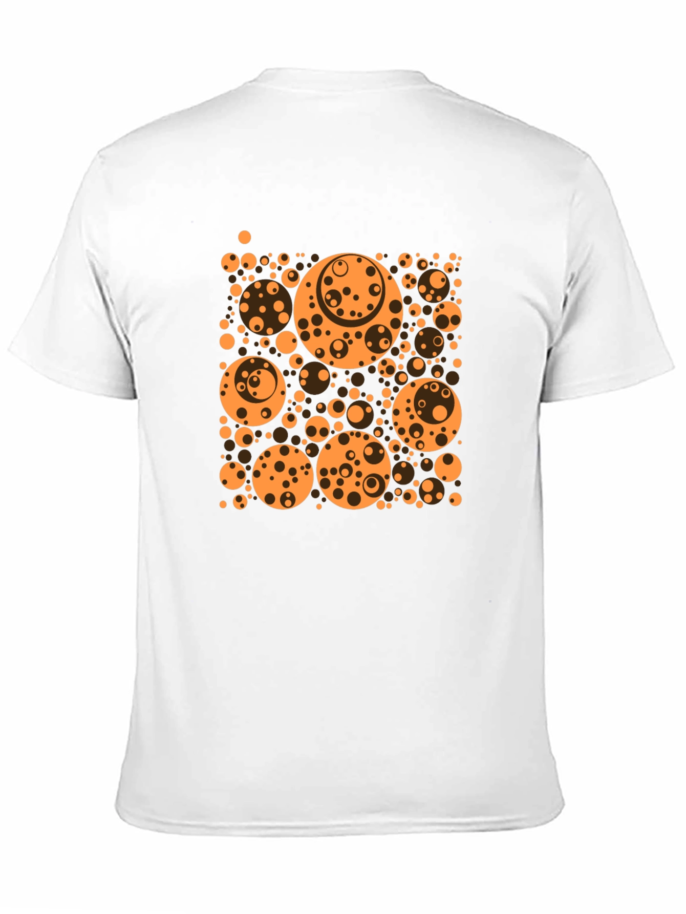 Abstract Orange Circle Pattern Black T-Shirt