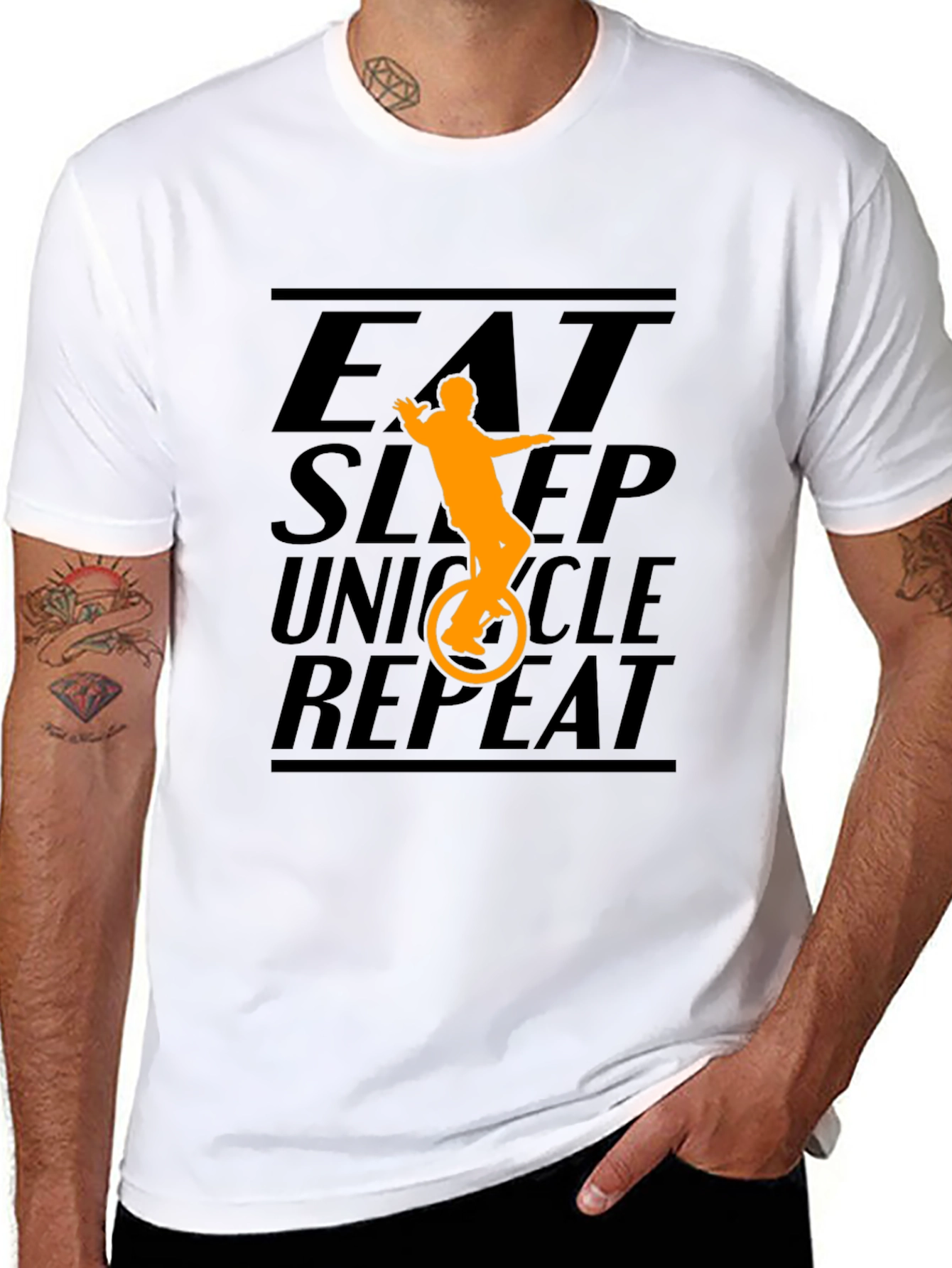 Eat Sleep Unicycle Repeat Graphic Tee