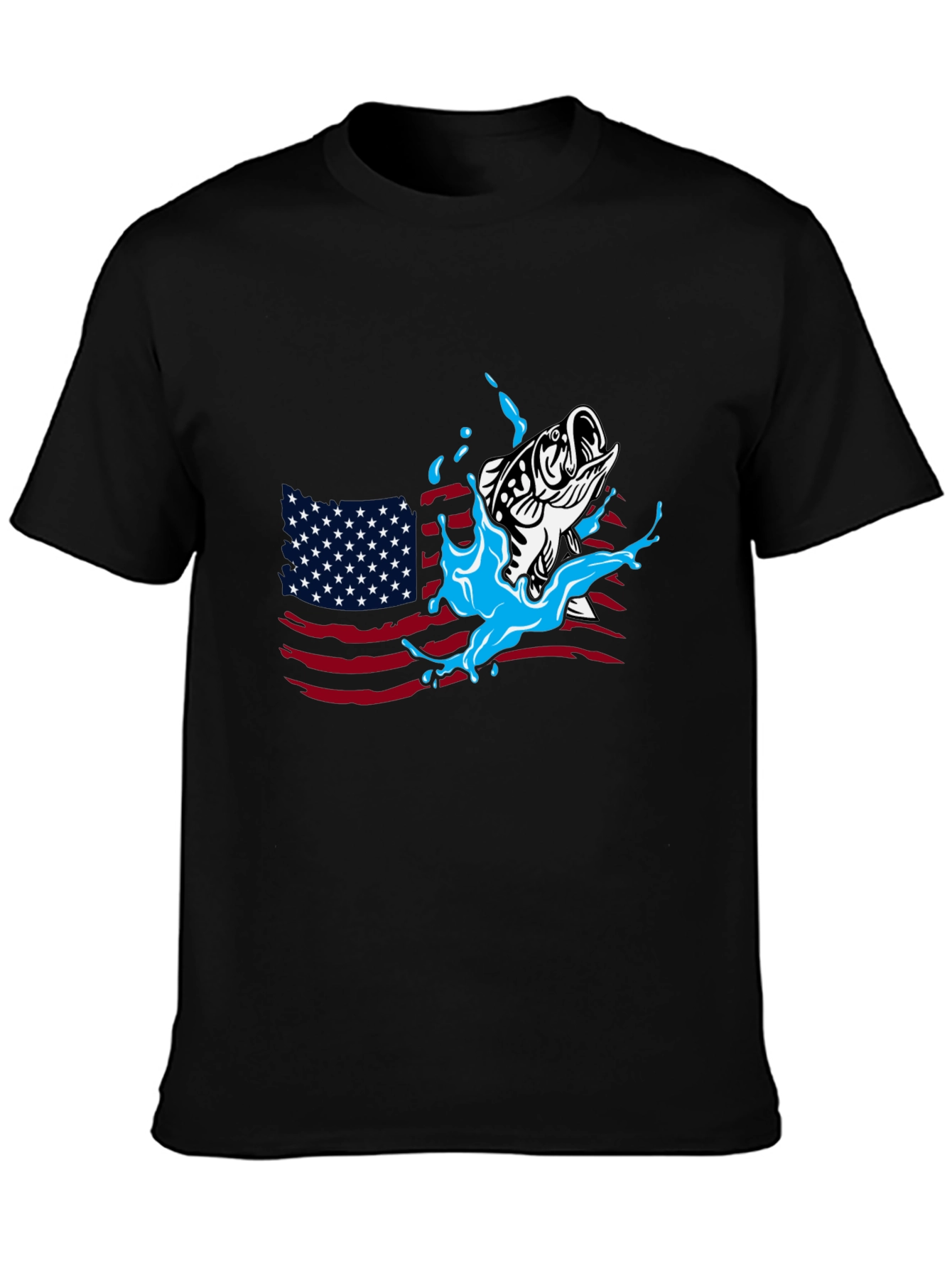 American Fish Graphic T-Shirt - Patriotic Style