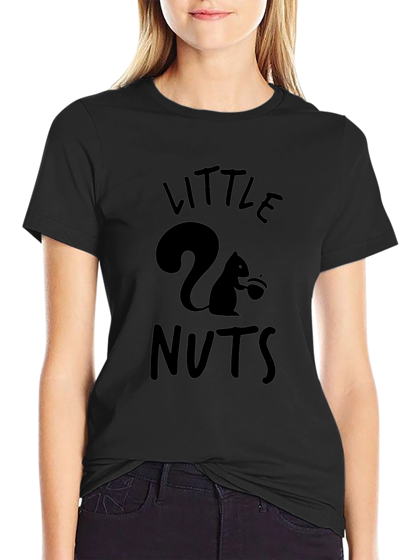 Little Nuts Squirrel Graphic Tee - Black