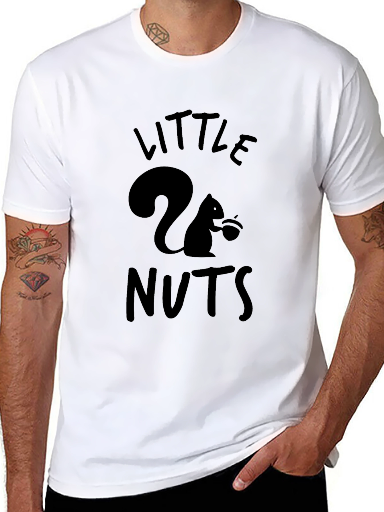 Little Nuts Squirrel Graphic Tee - Black