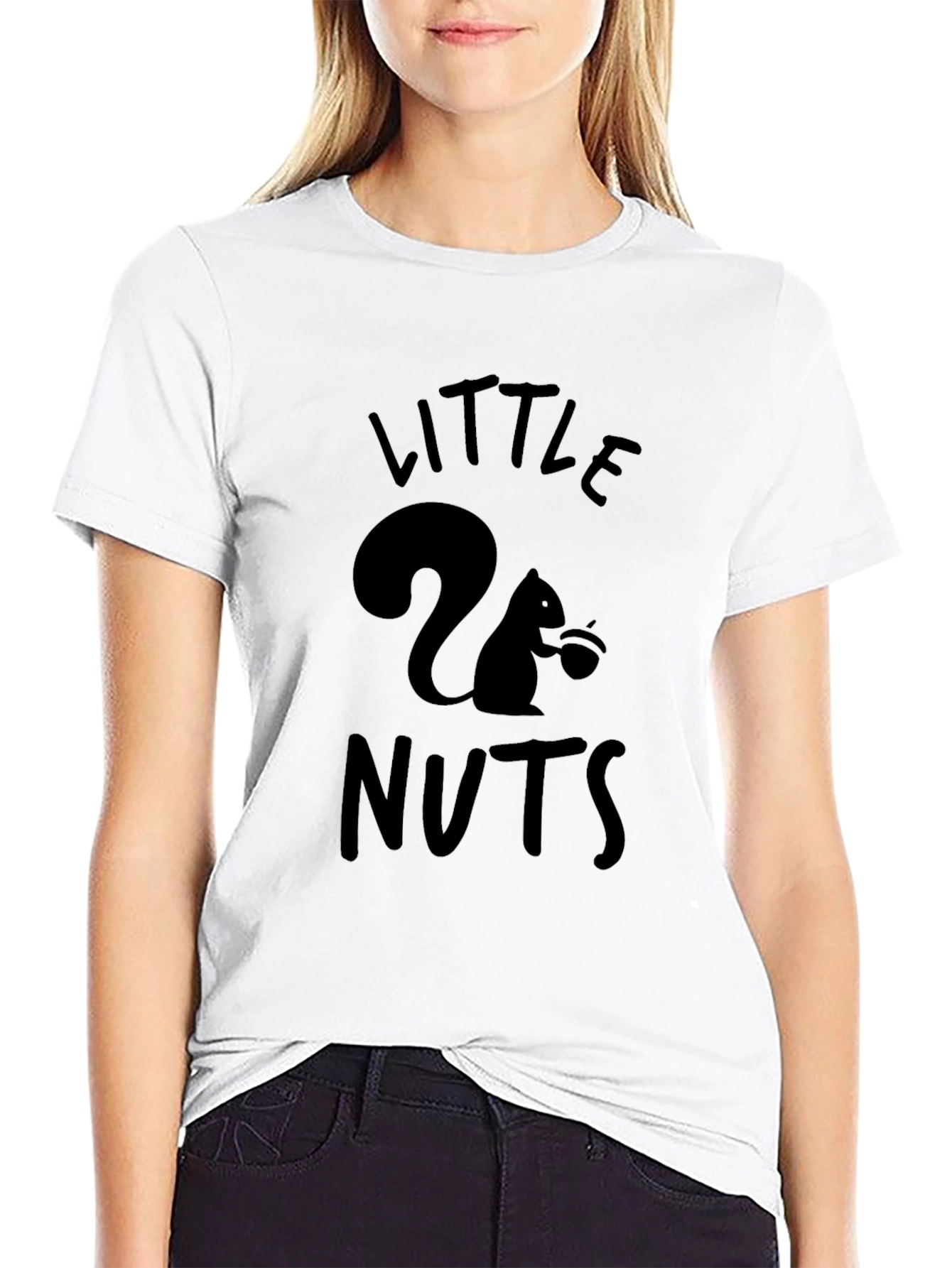 Little Nuts Squirrel Graphic Tee - Black