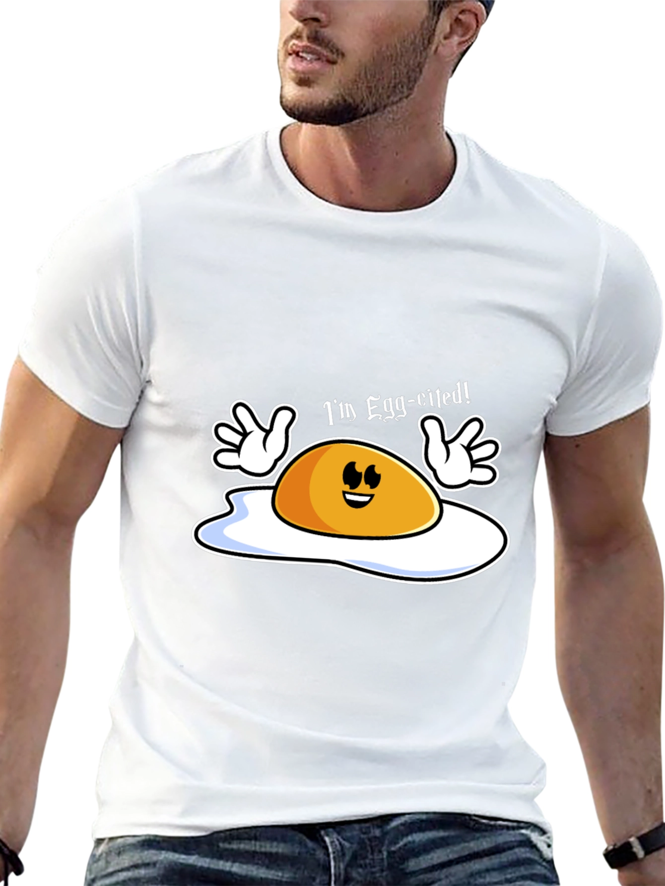 Egg-cited Cartoon Graphic Novelty T-Shirt