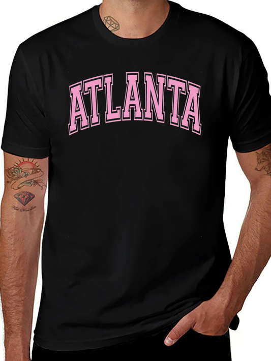 Atlanta Graphic Tee - Pink on Black Cotton T-Shirt