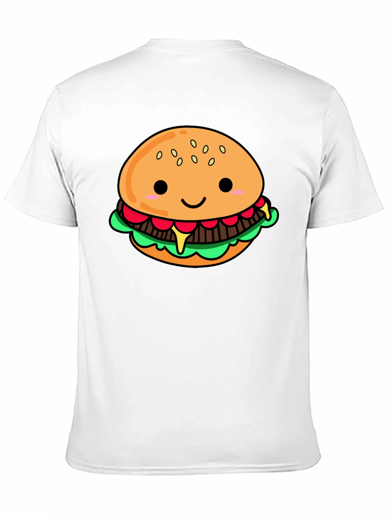 Cute Cartoon Burger Black T-Shirt