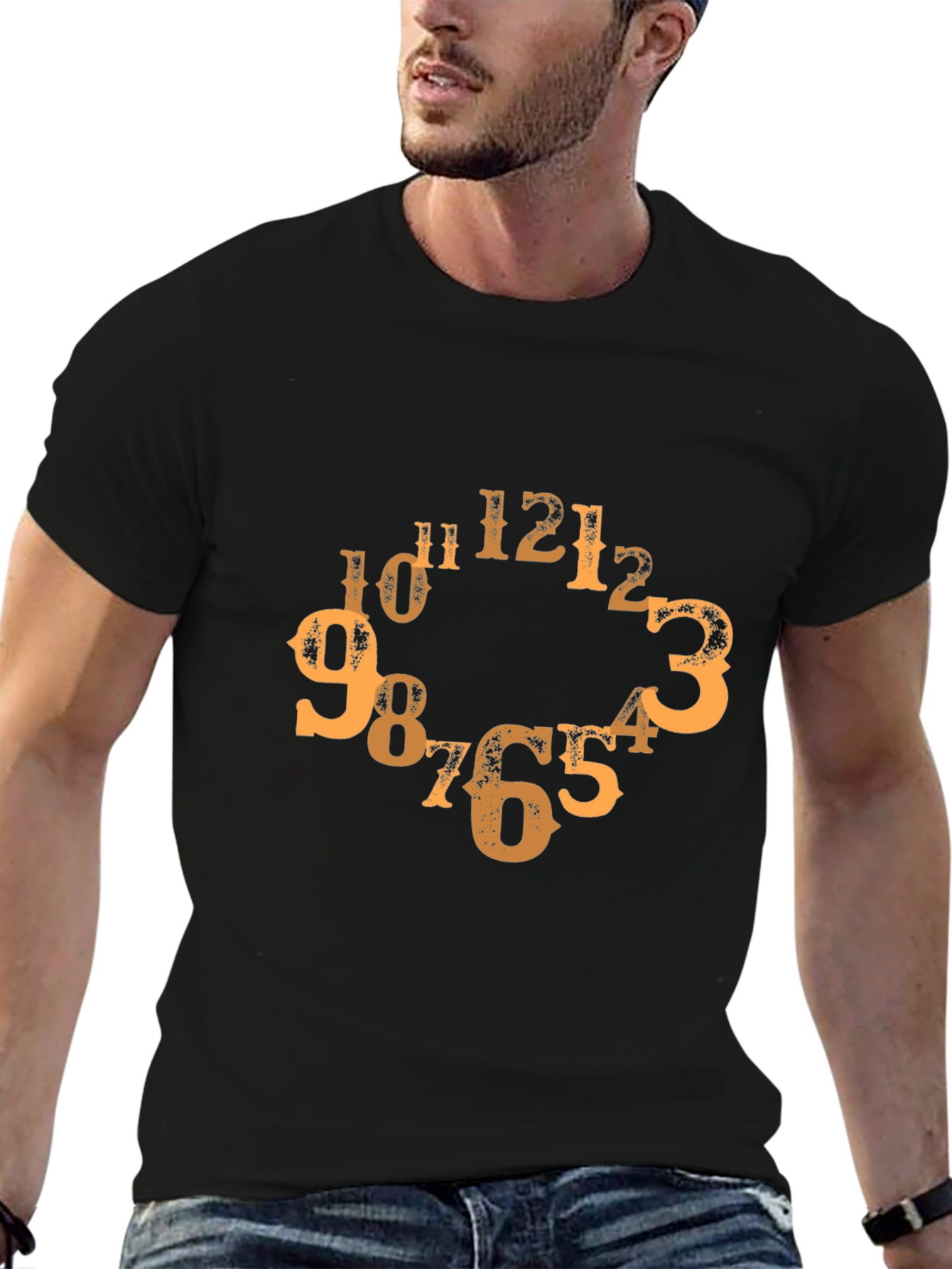 Abstract Clock Number T-Shirt - Unique Design