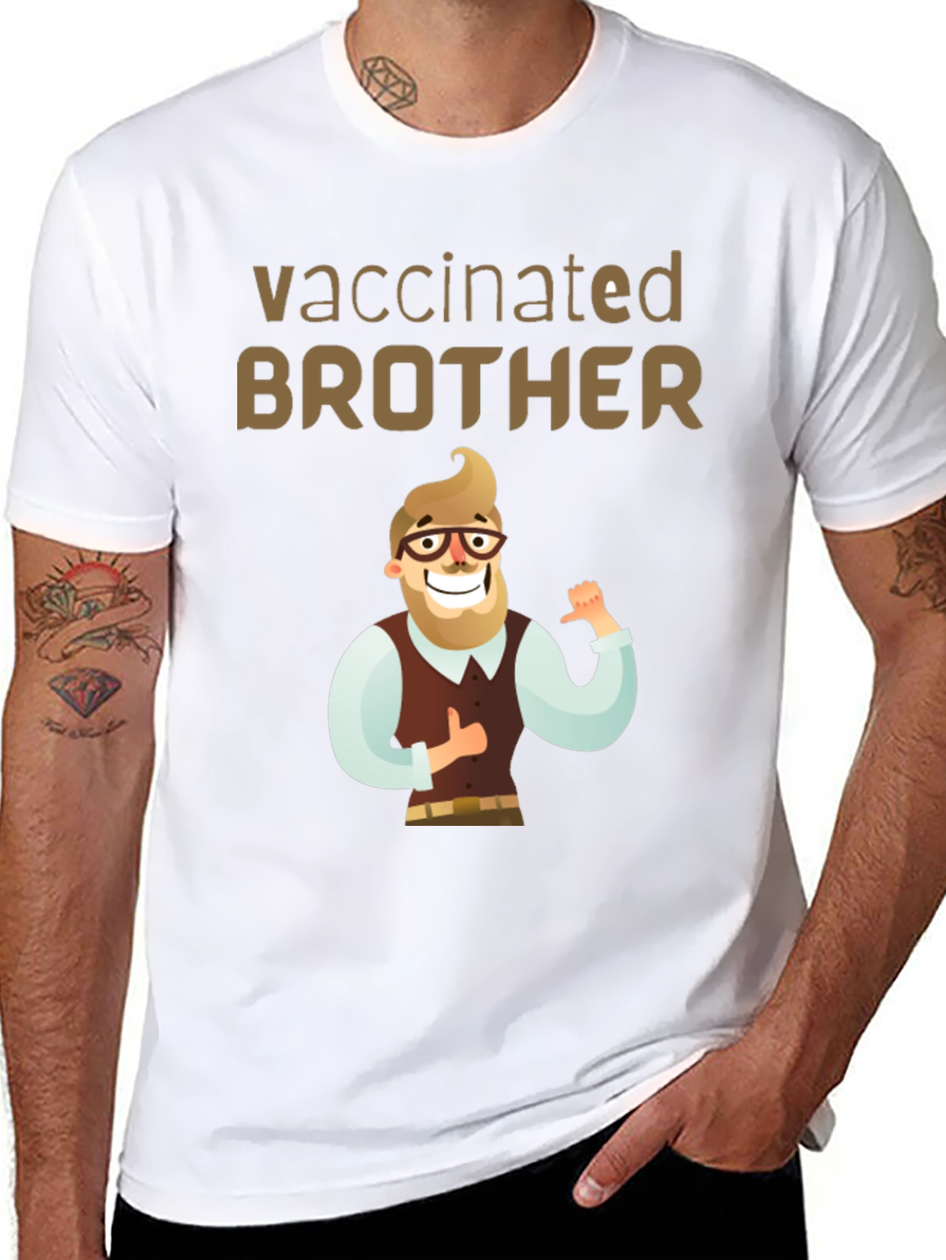 Vaccinated Brother T-Shirt - Cartoon Design