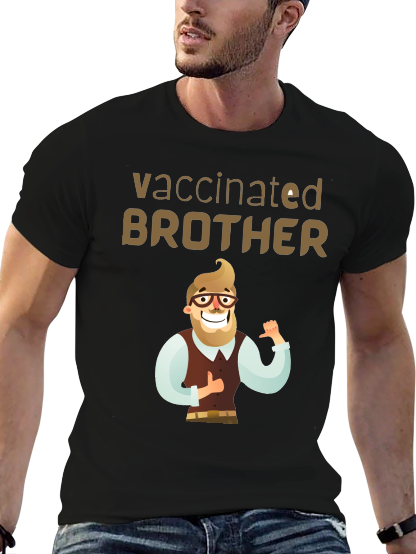 Vaccinated Brother T-Shirt - Cartoon Design