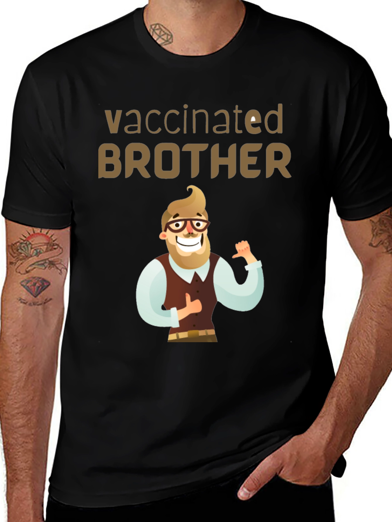 Vaccinated Brother T-Shirt - Cartoon Design