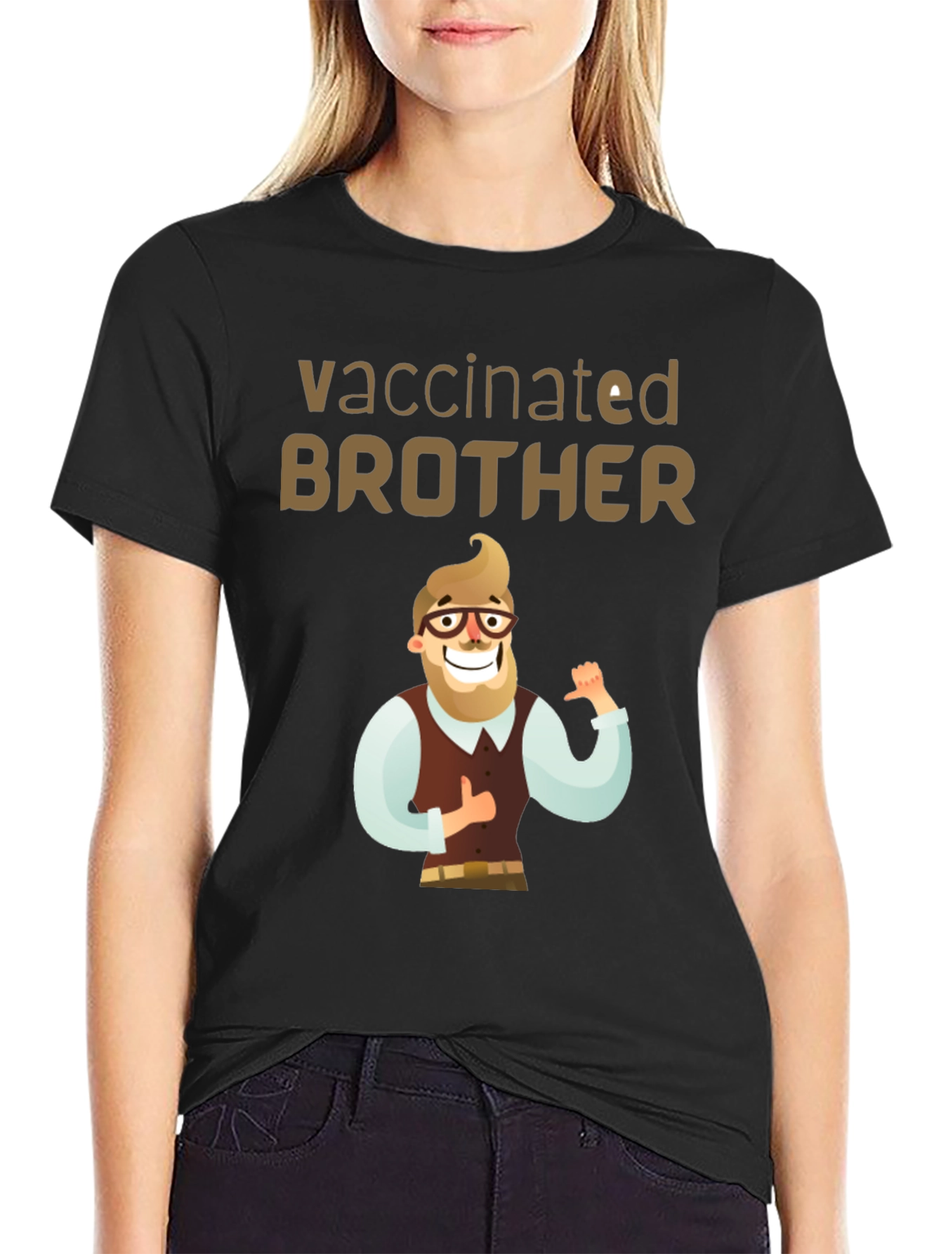 Vaccinated Brother T-Shirt - Cartoon Design