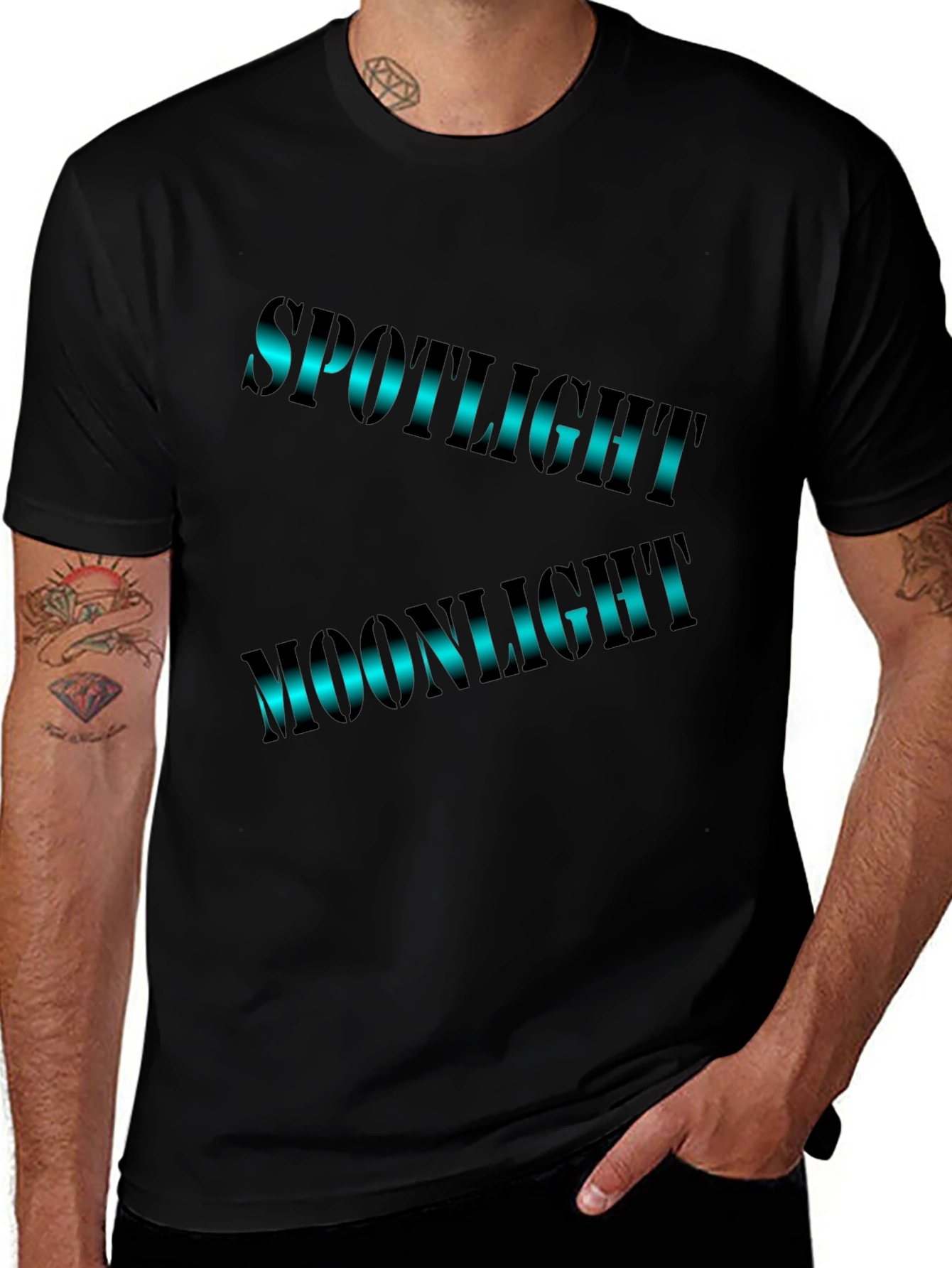 Spotlight Moonlight Graphic Print Black T-Shirt