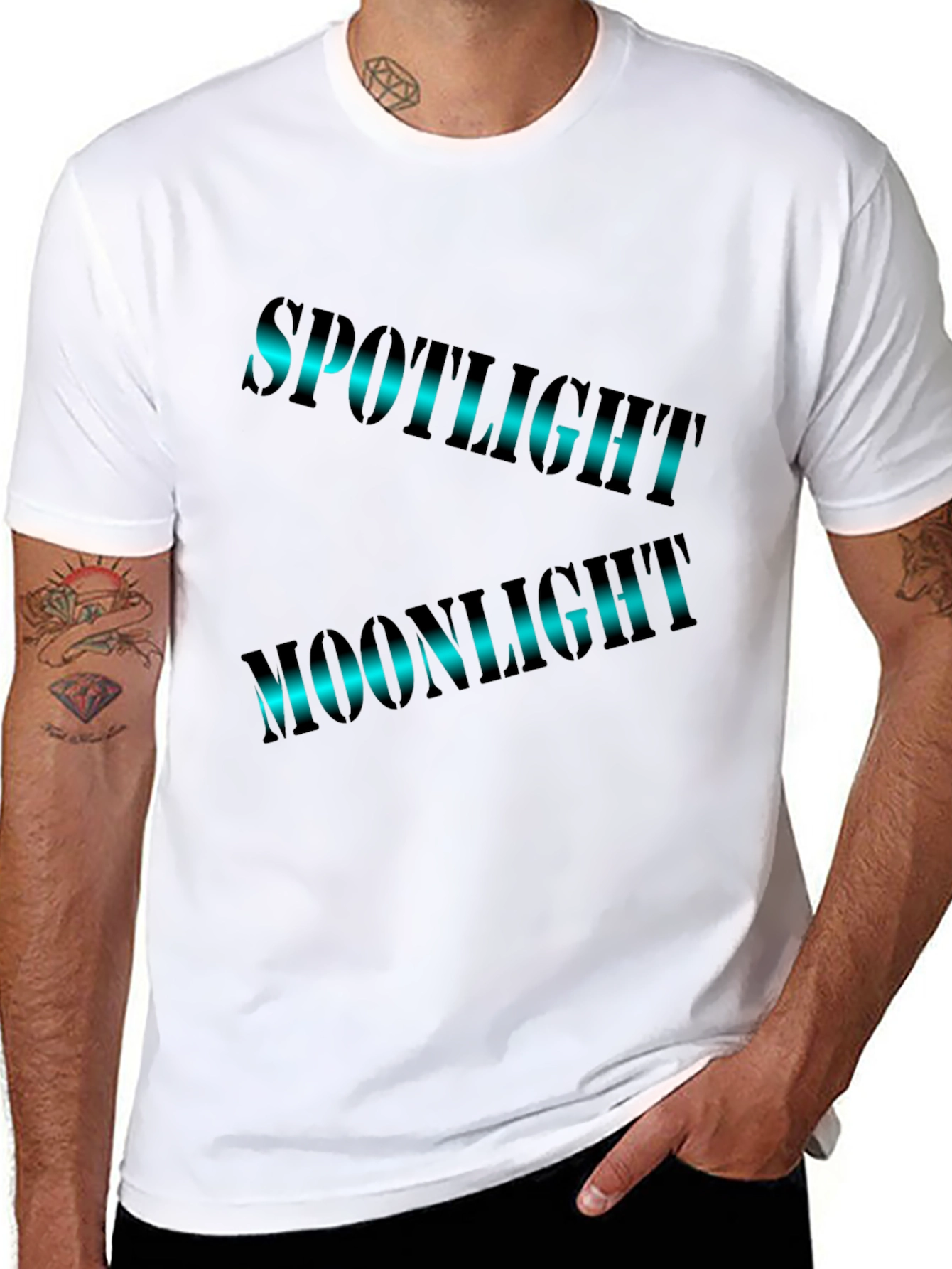 Spotlight Moonlight Graphic Print Black T-Shirt