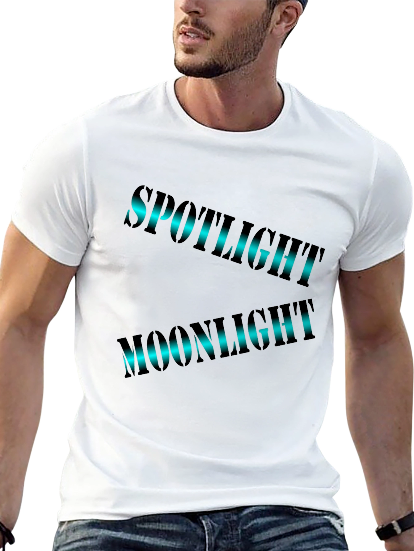 Spotlight Moonlight Graphic Print Black T-Shirt