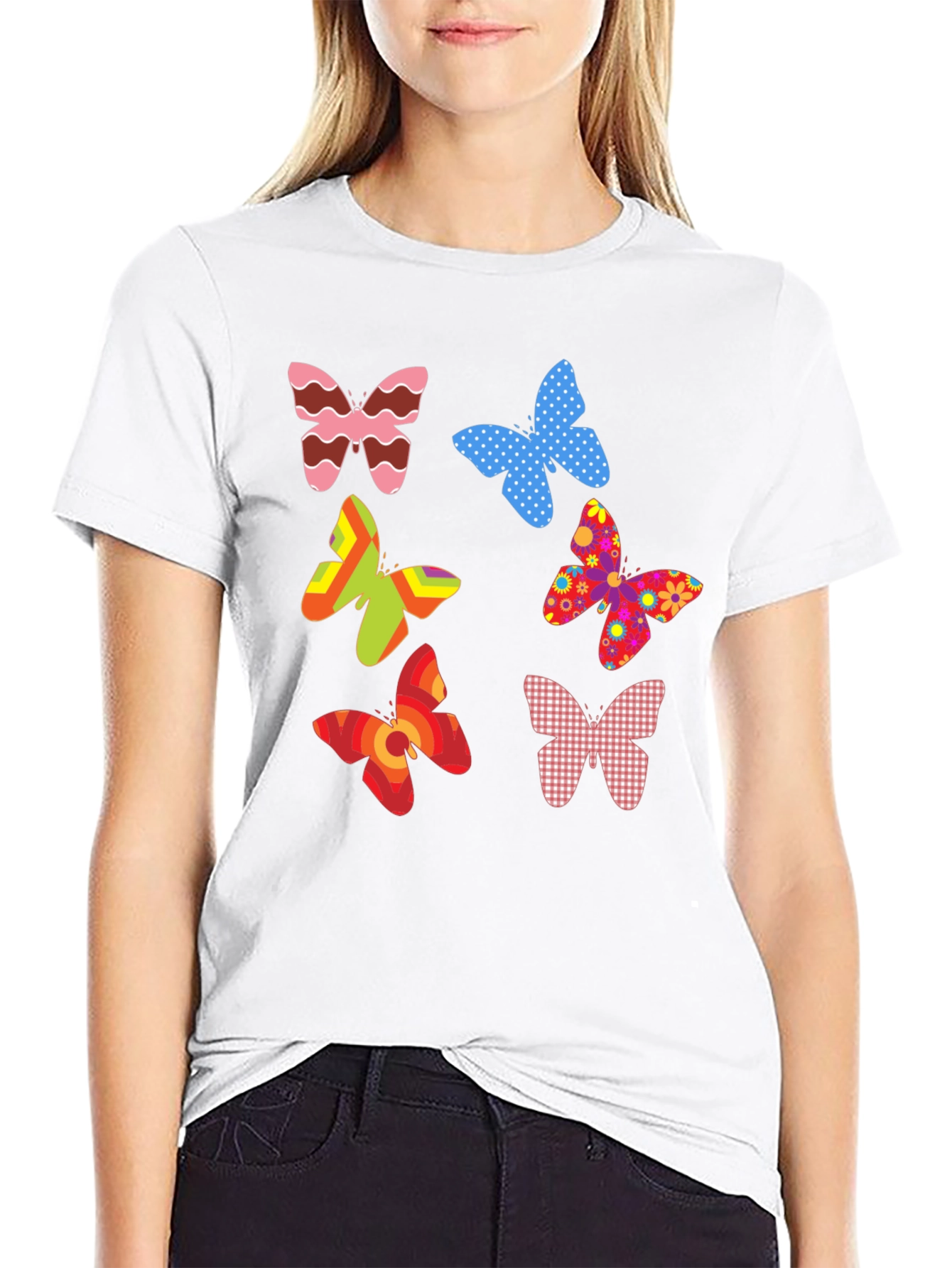 Butterfly Pattern Mens Black T-Shirt