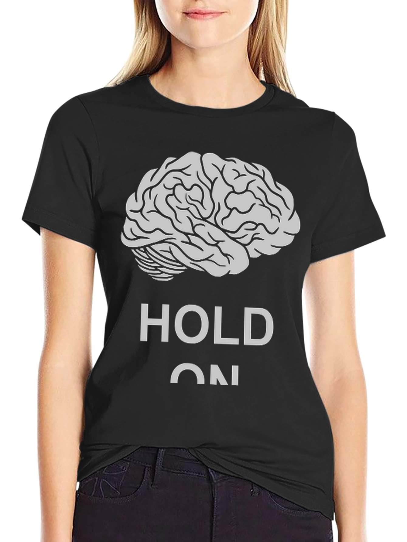Brain Hold On Black T-Shirt