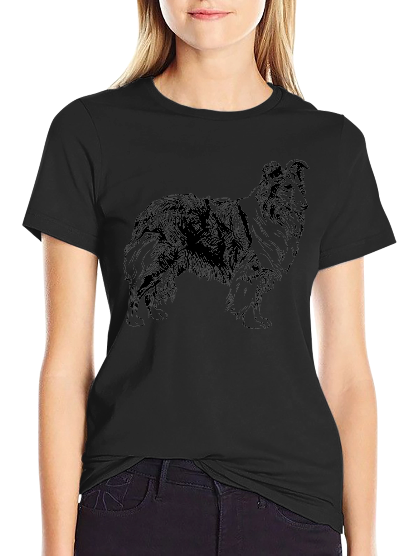 Dog Sketch T-Shirt - Mens Black Tee