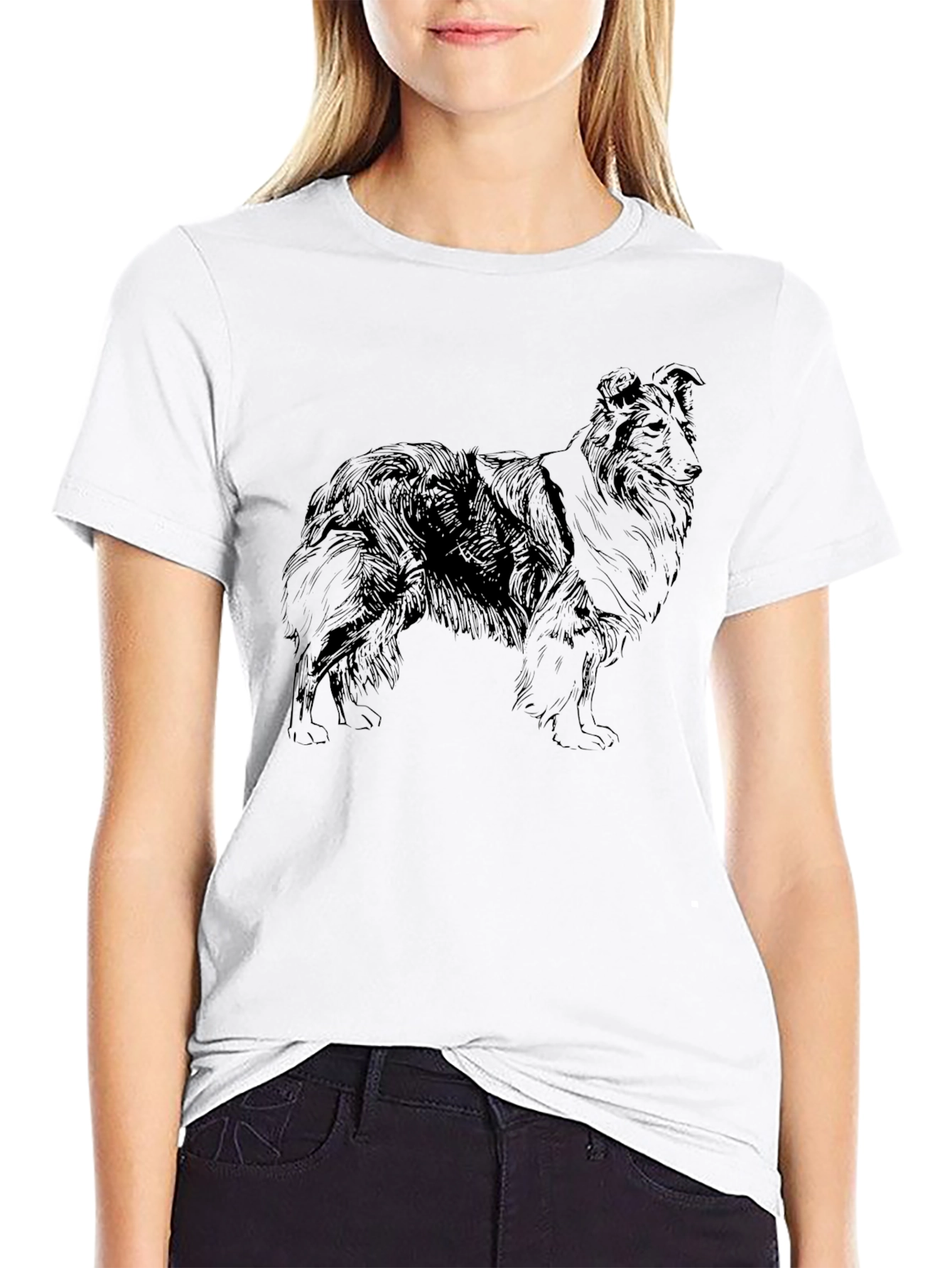 Dog Sketch T-Shirt - Mens Black Tee