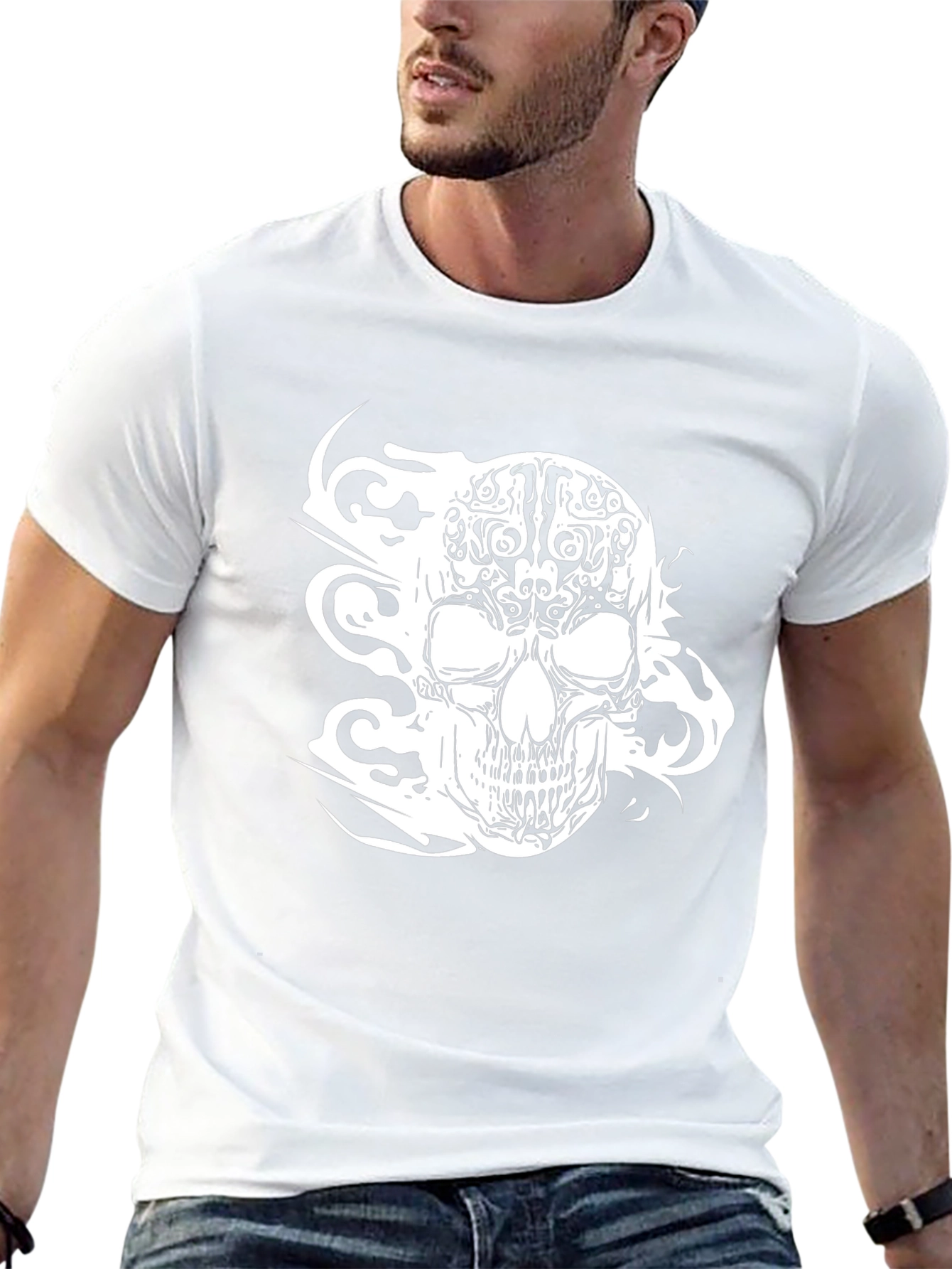 Skull Graphic Print Black T-Shirt