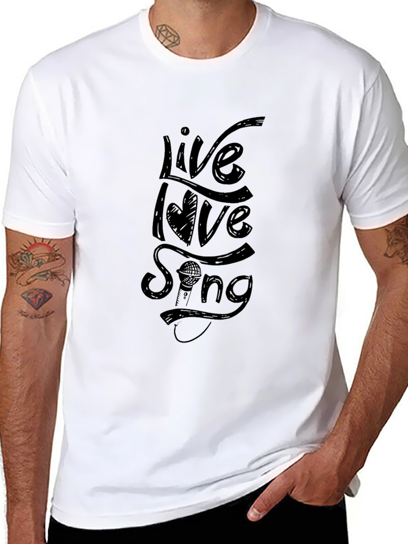 Live Love Sing Graphic Tee - Black Cotton T-Shirt