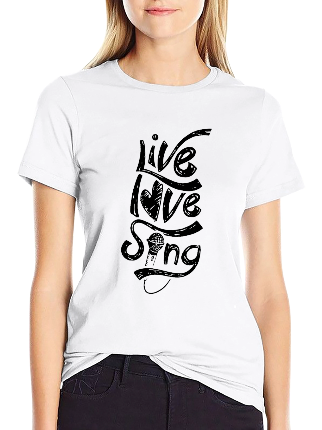 Live Love Sing Graphic Tee - Black Cotton T-Shirt