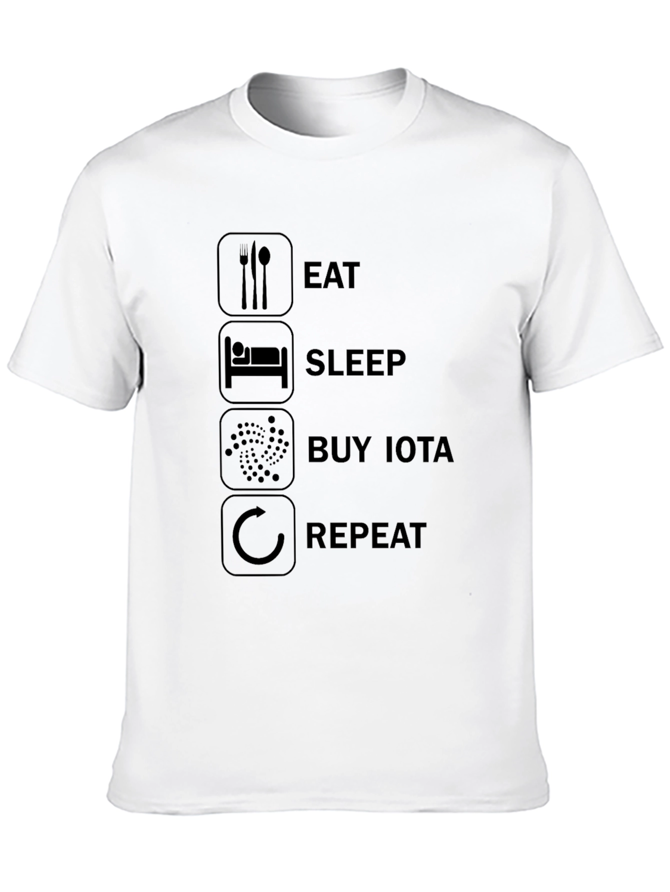Eat Sleep Buy IOTA Repeat Black T-Shirt