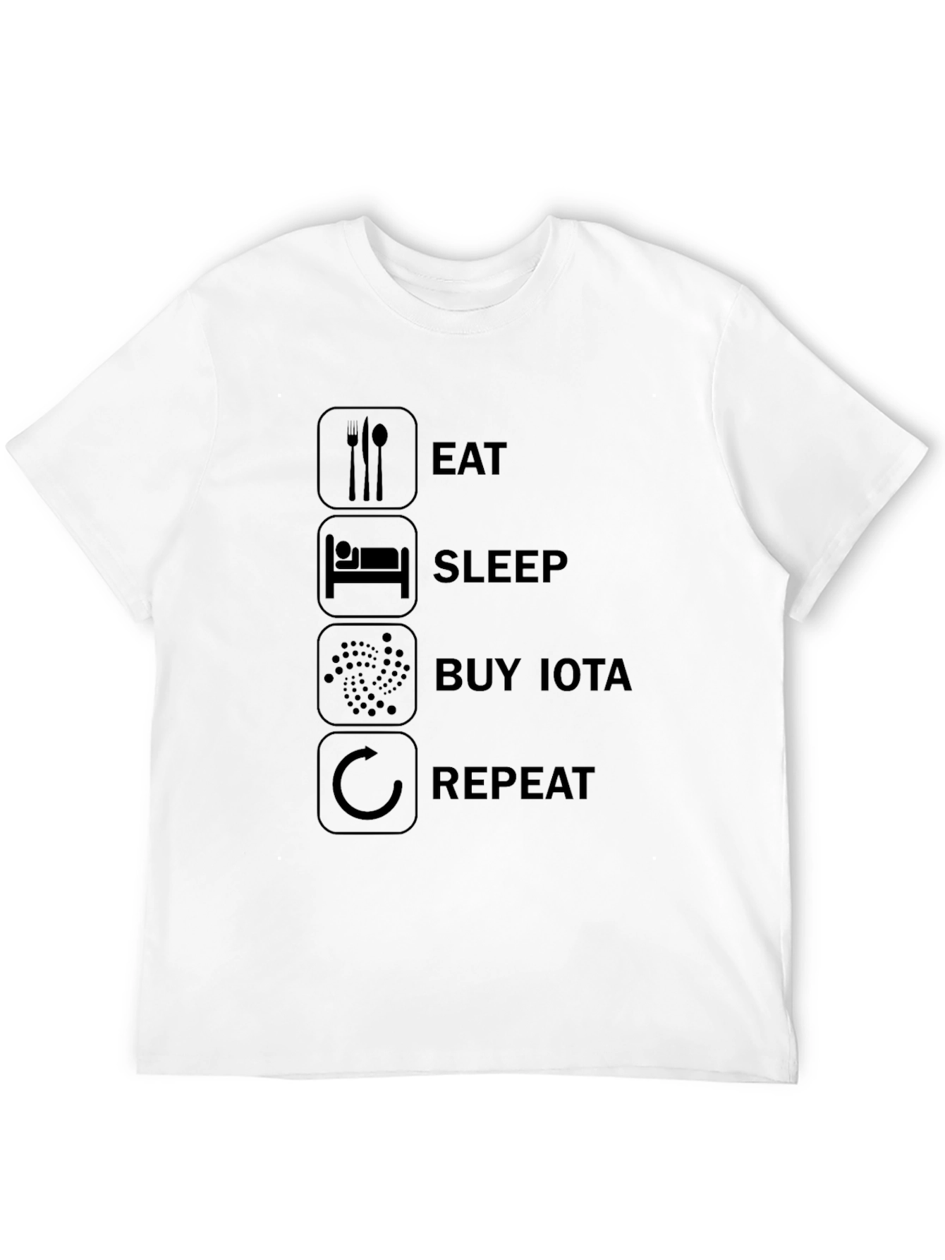 Eat Sleep Buy IOTA Repeat Black T-Shirt