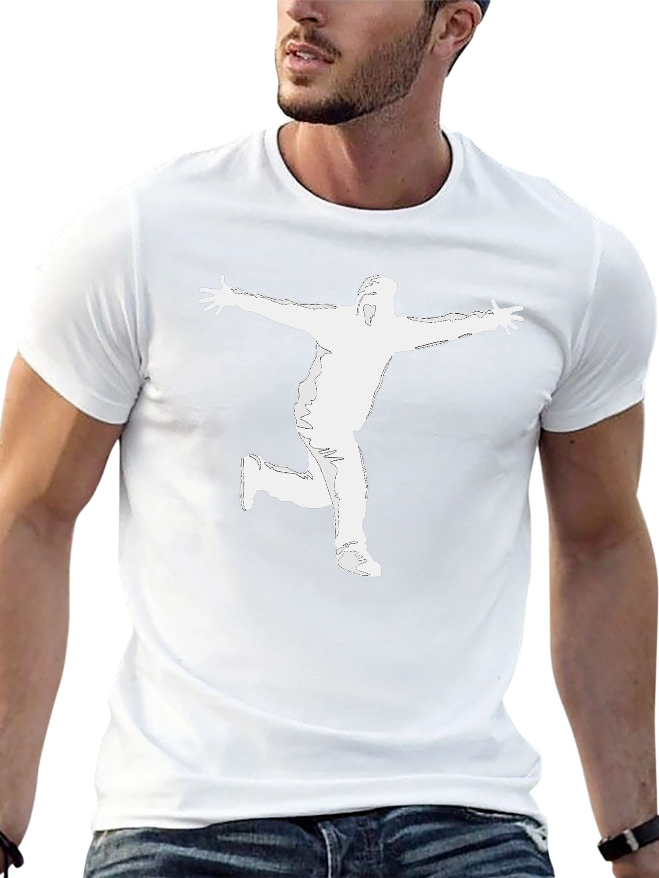 Mens Black Graphic T-Shirt - Silhouette Design