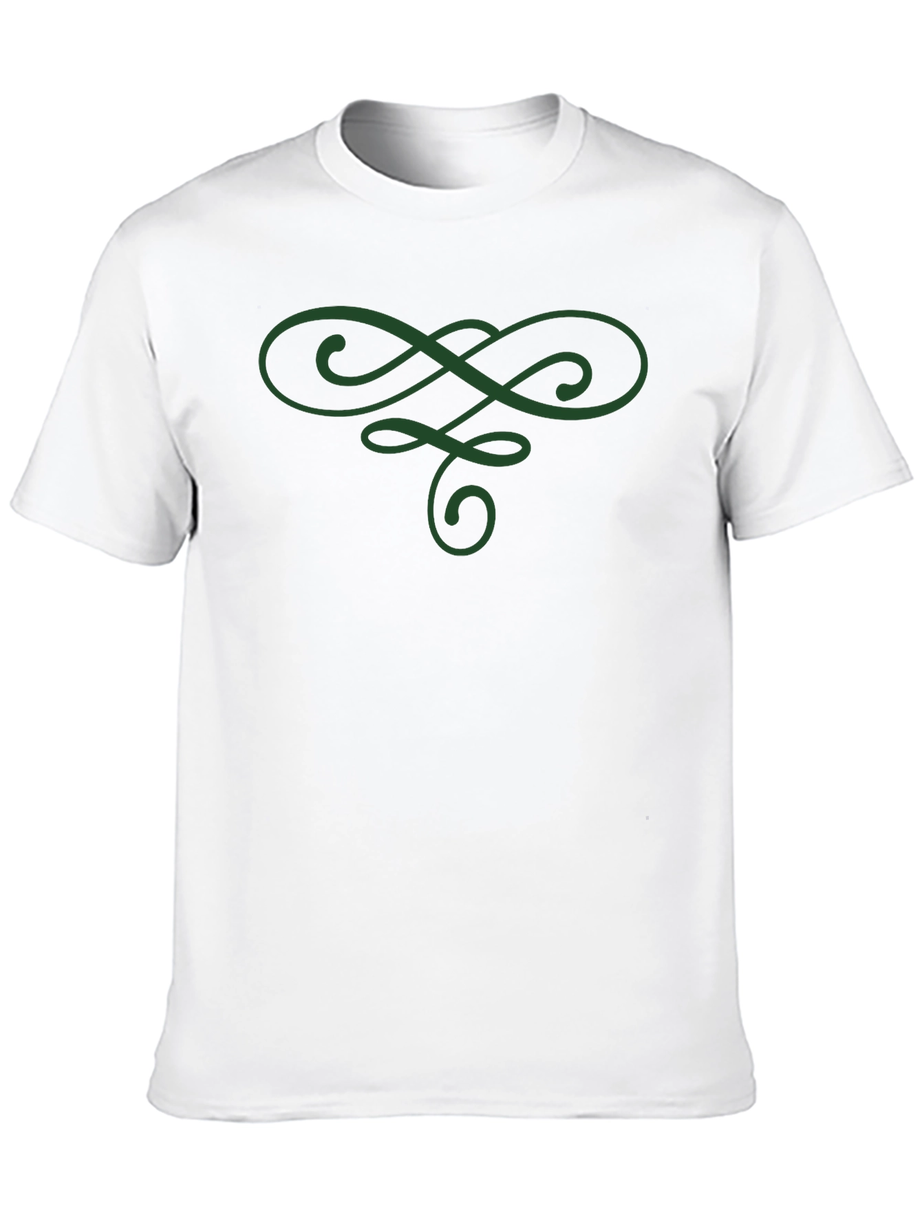 Elegant Green Swirl Graphic Black T-Shirt