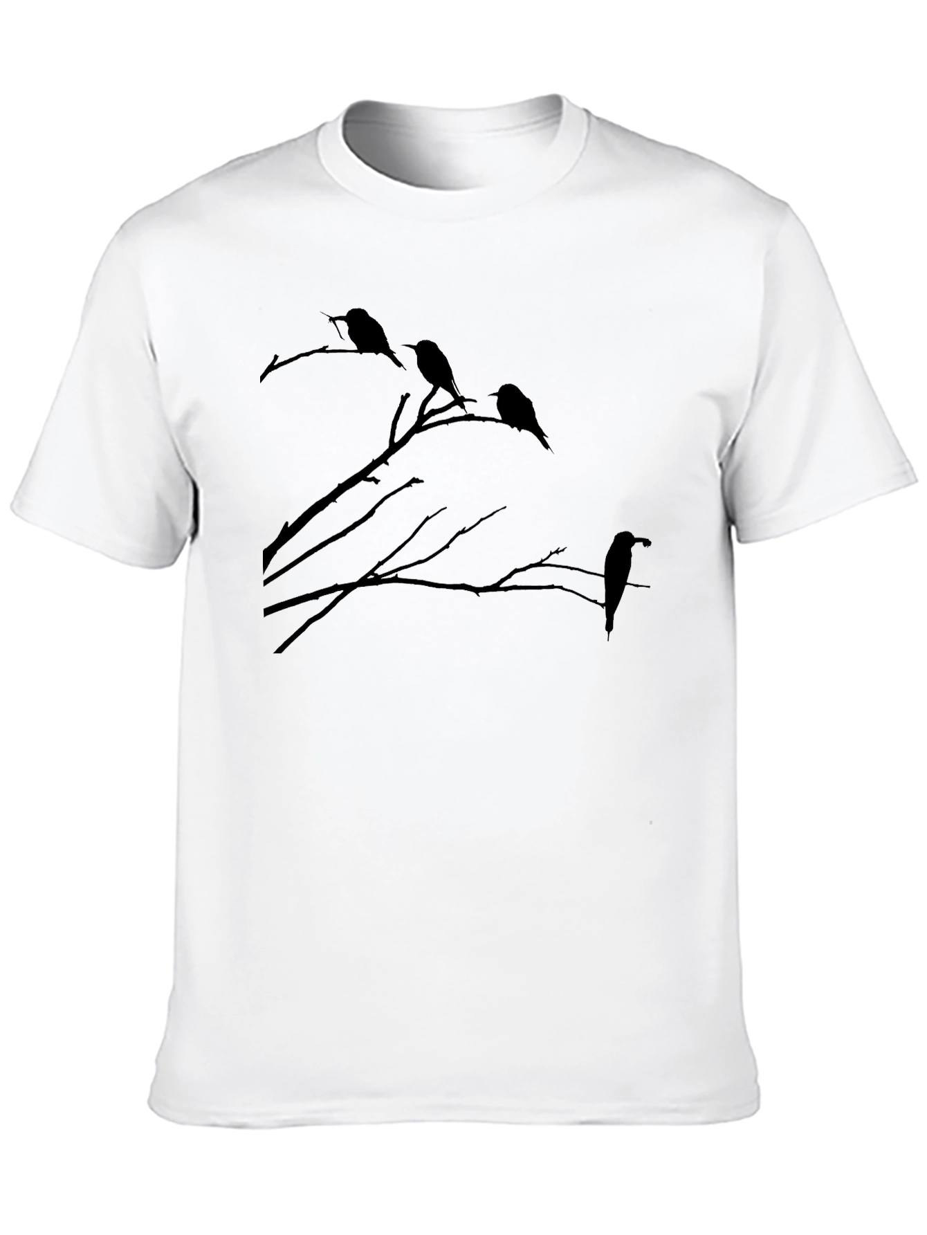 Mens Black Bird Silhouette Graphic T-Shirt