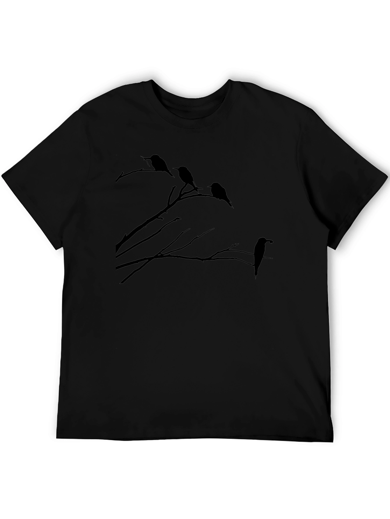 Mens Black Bird Silhouette Graphic T-Shirt
