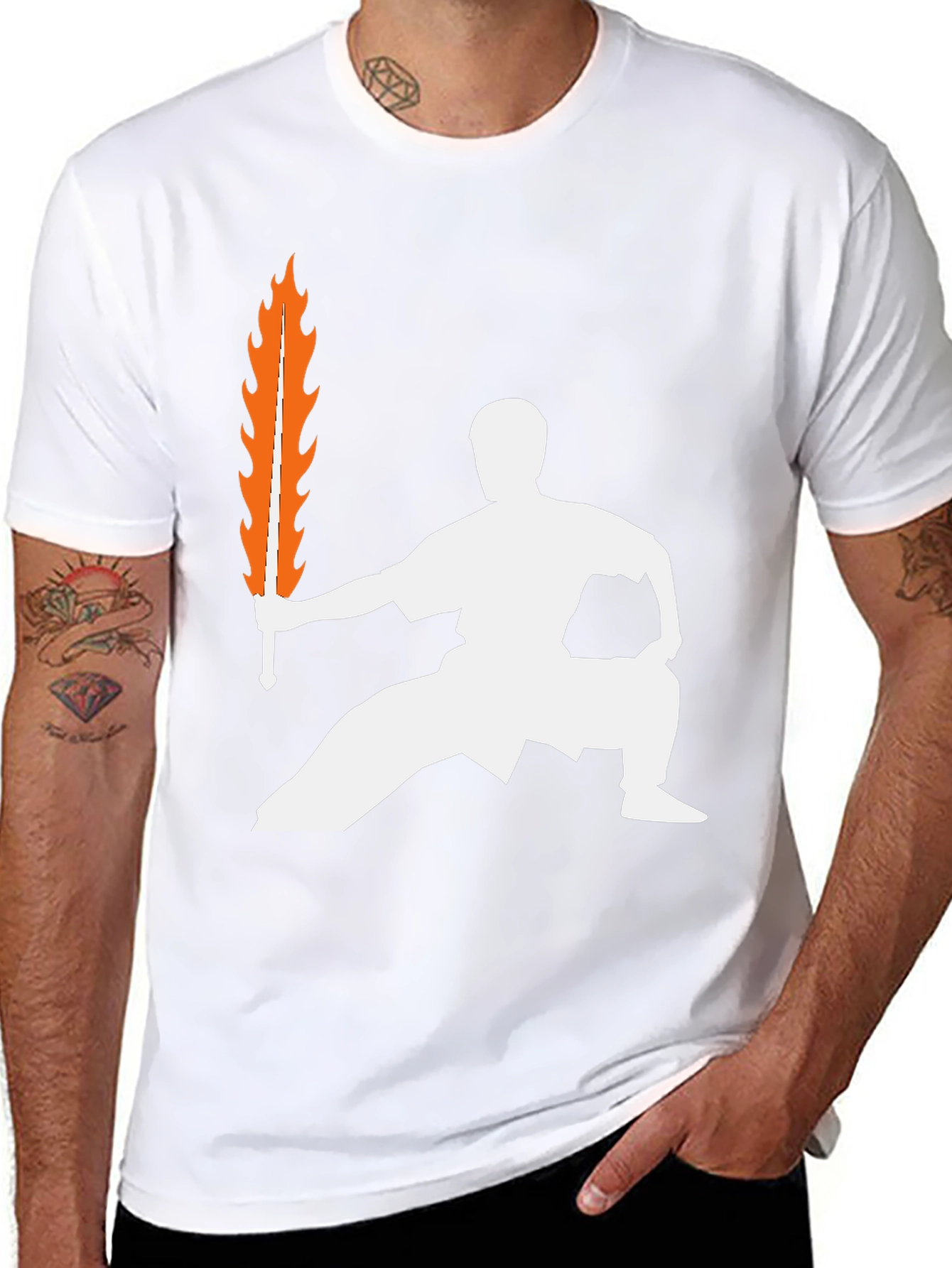 Martial Arts Fire Sword Graphic T-Shirt