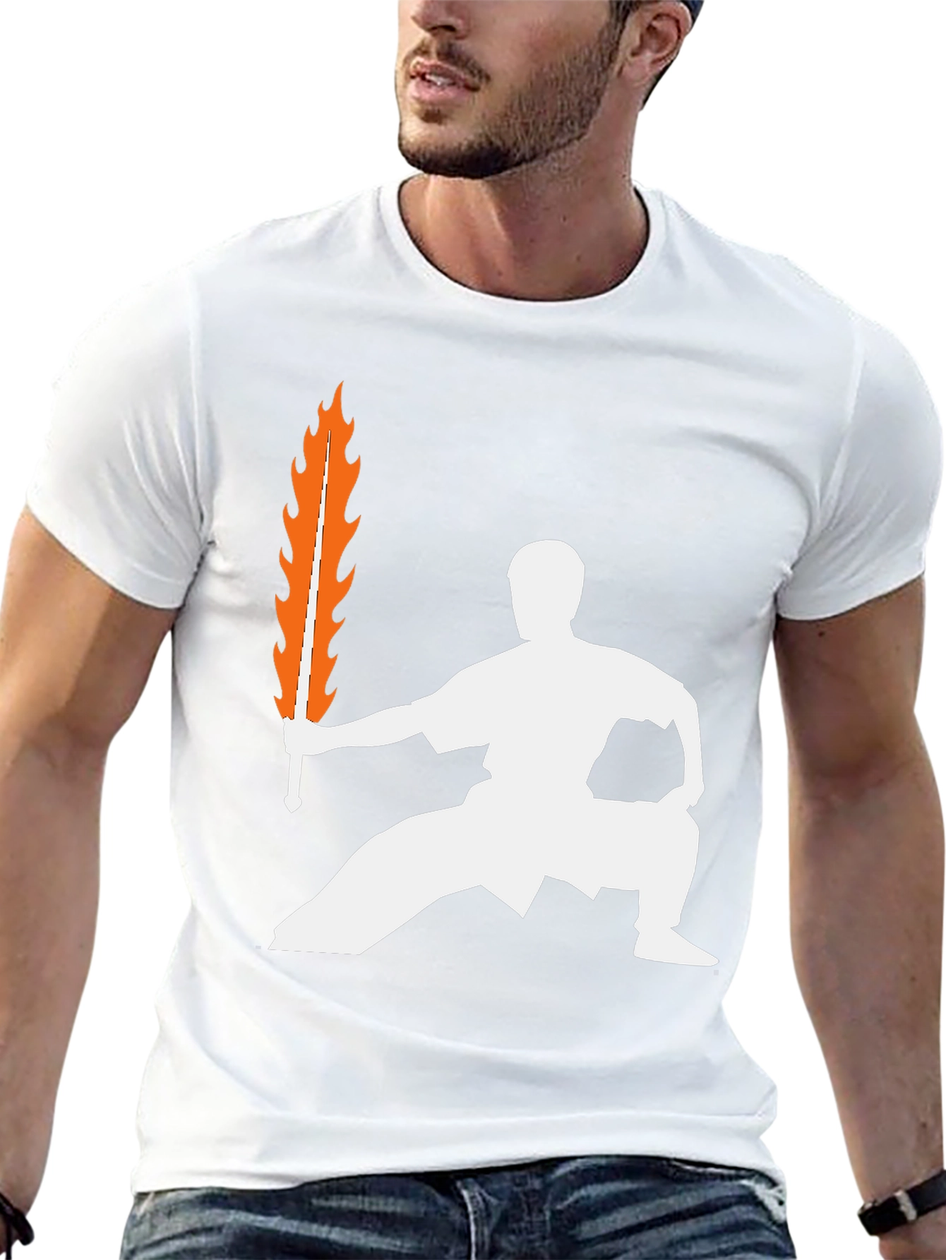 Martial Arts Fire Sword Graphic T-Shirt
