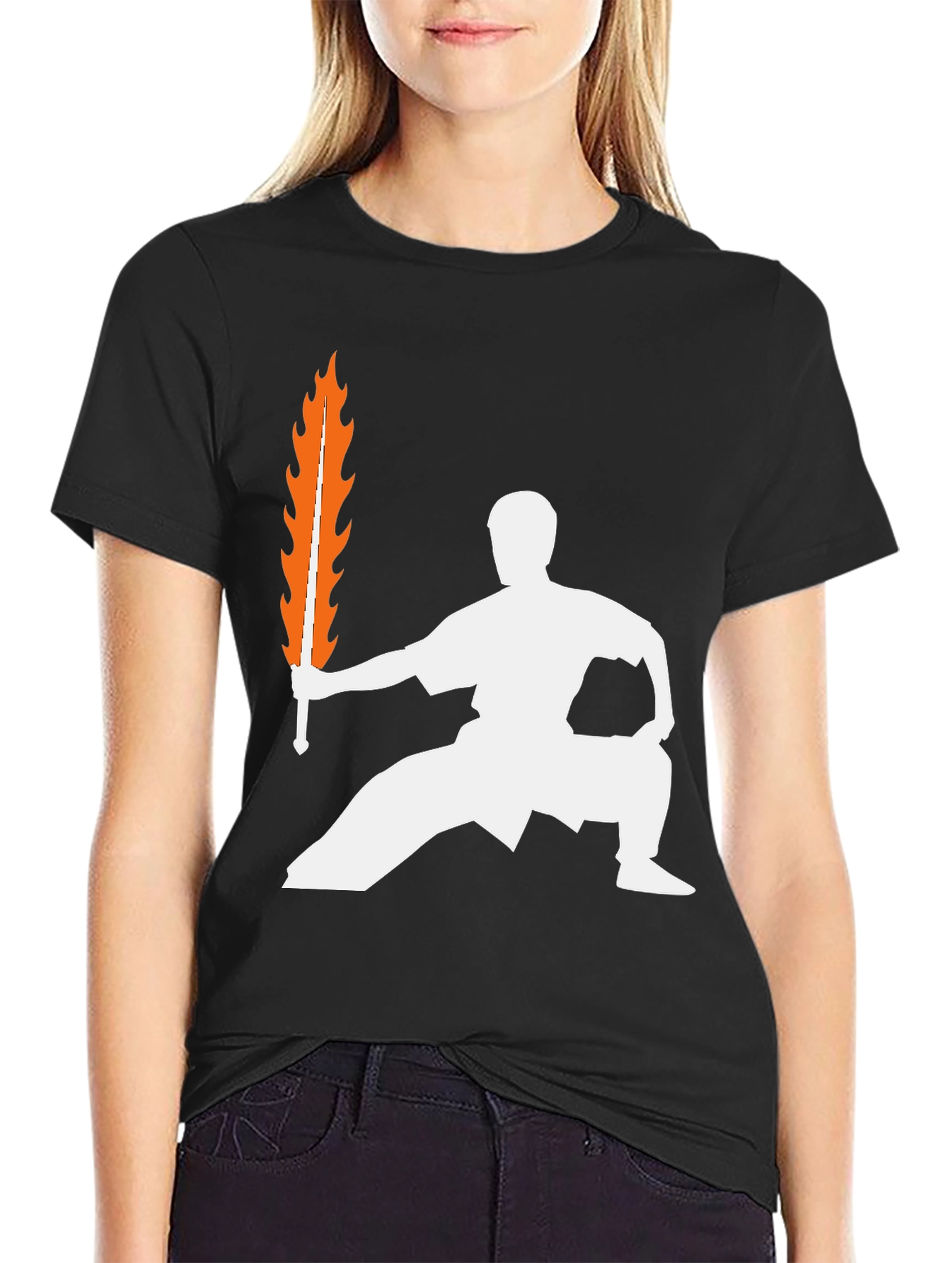 Martial Arts Fire Sword Graphic T-Shirt