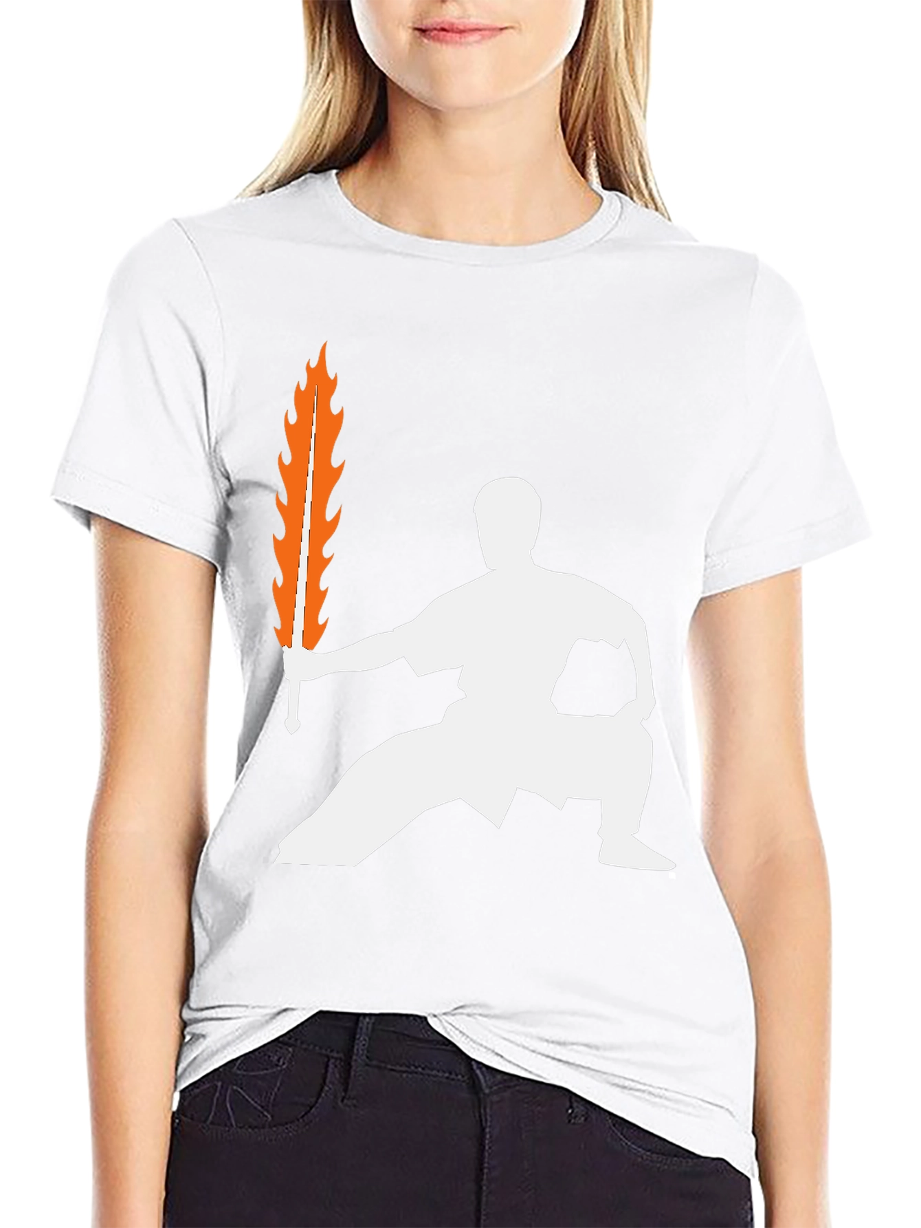 Martial Arts Fire Sword Graphic T-Shirt