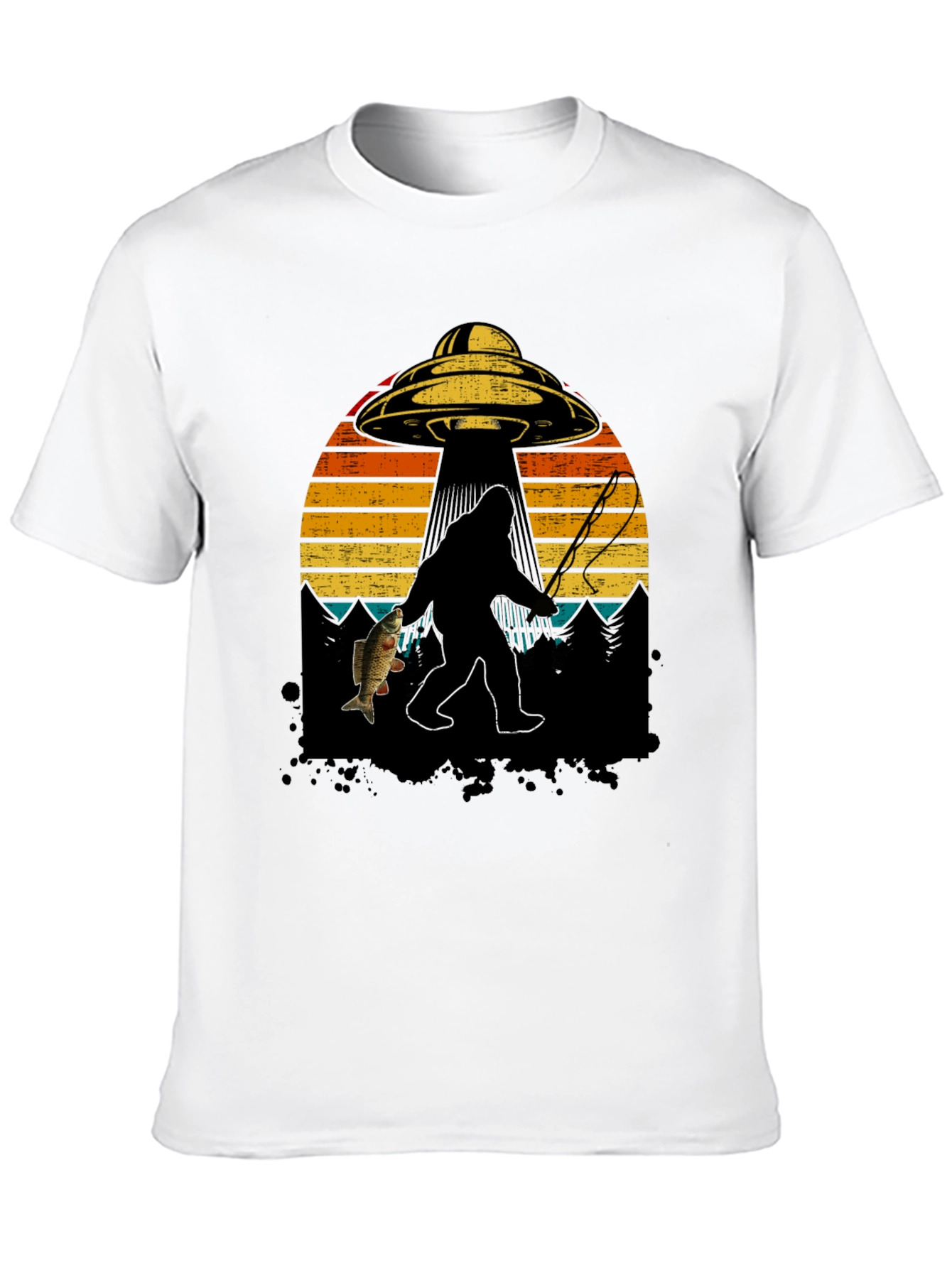Bigfoot Fishing T-Shirt - UFO Design