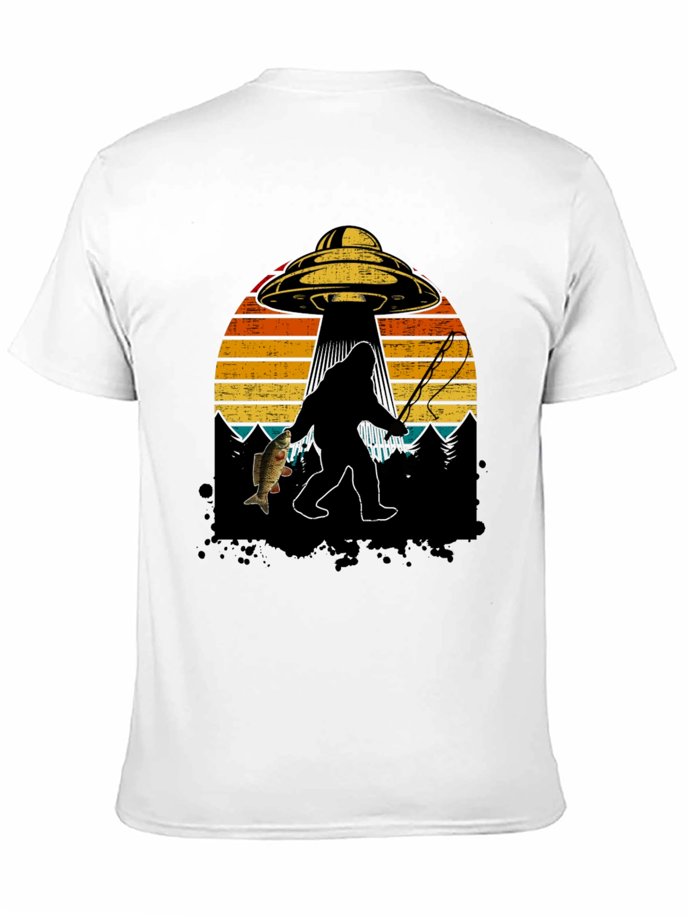 Bigfoot Fishing T-Shirt - UFO Design