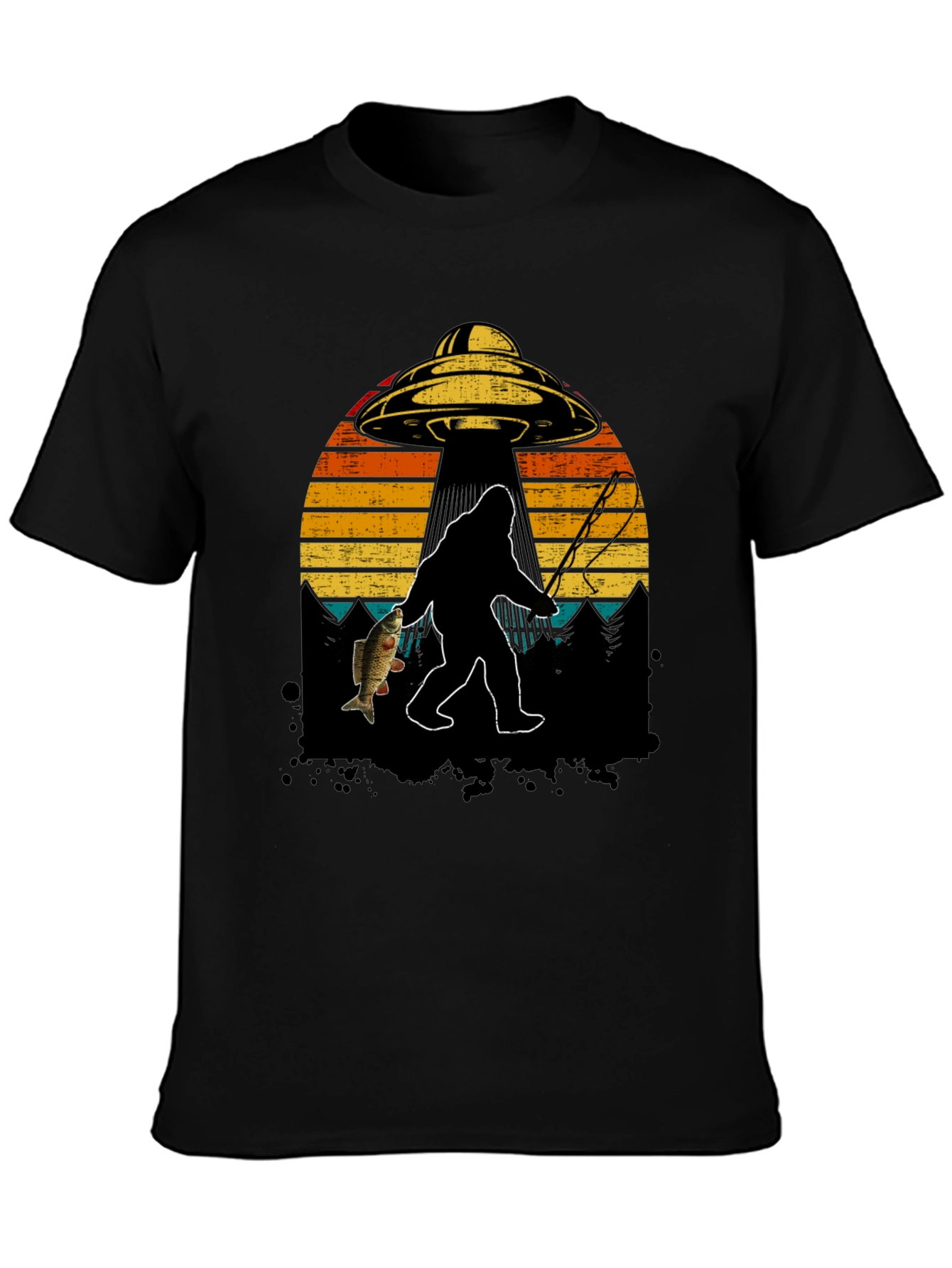 Bigfoot Fishing T-Shirt - UFO Design